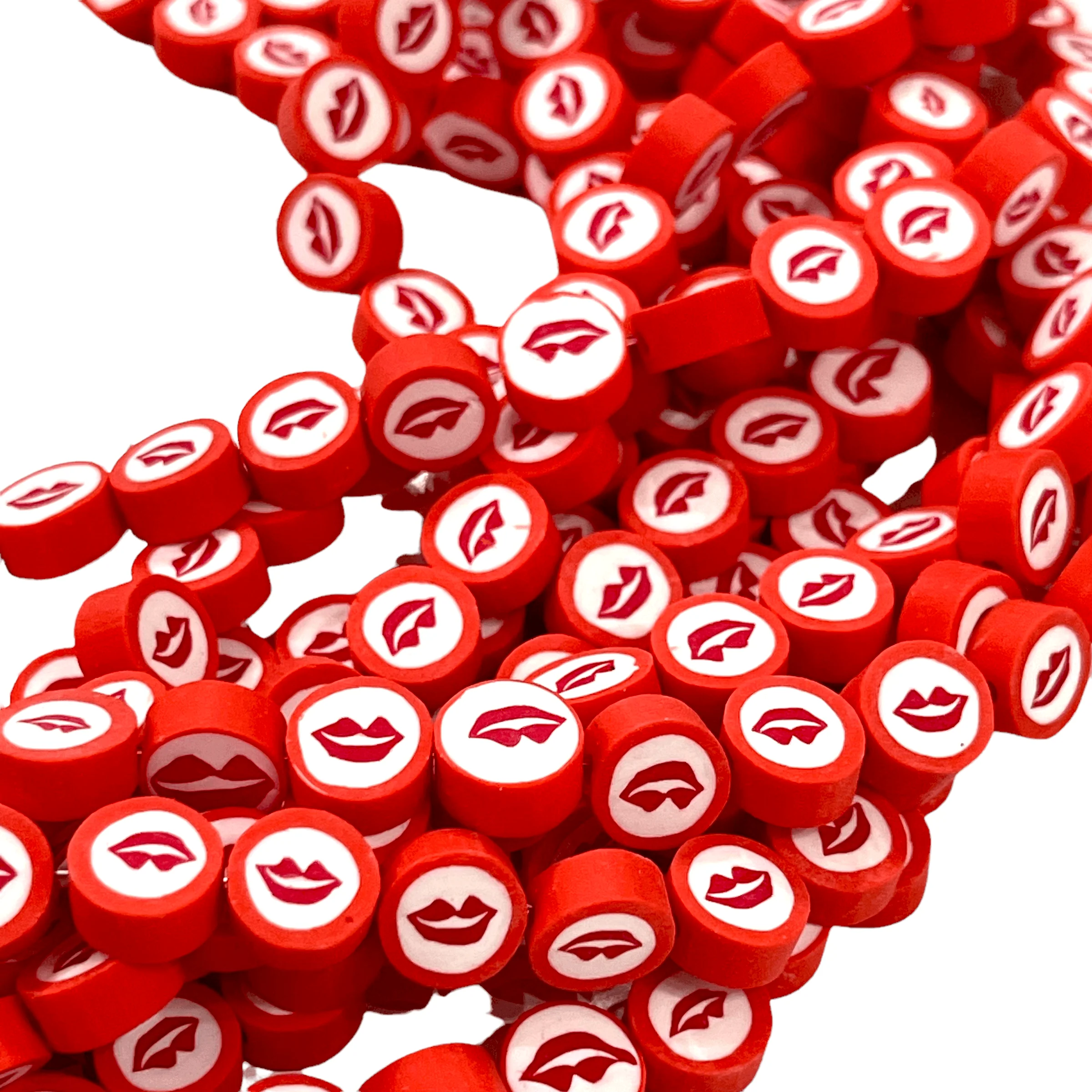 10mm Polymer Clay Lip Print Charms,10 Beads in a Pack - Image 2