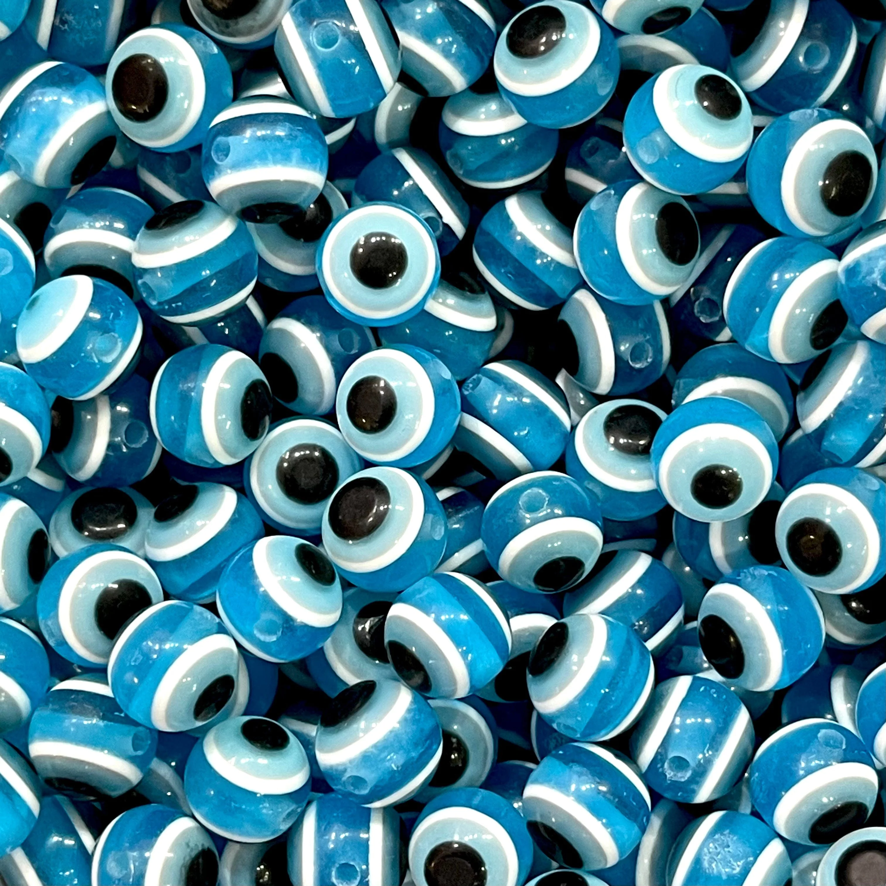 12mm Transparent Round Resin Evil Eye Beads, 50 Gr Approx 42 Beads in a Pack - Image 2