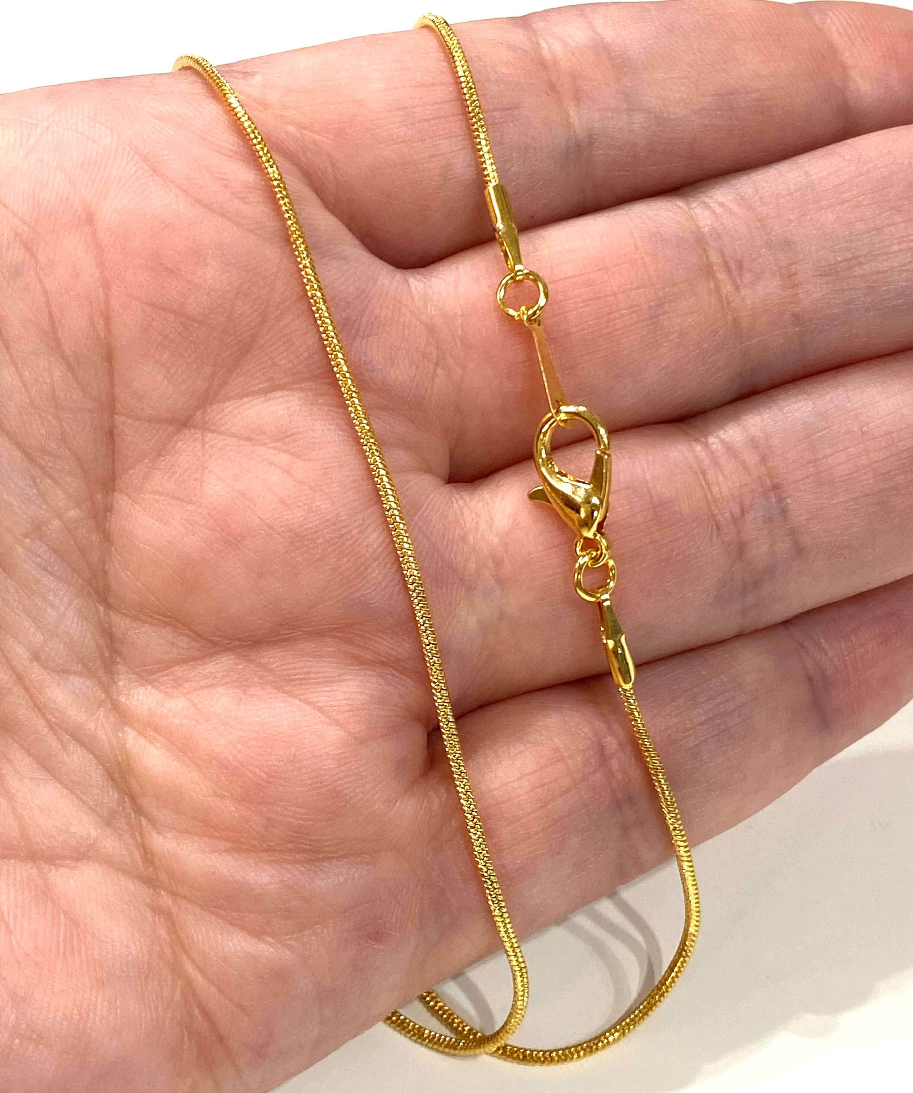 24Kt Gold Plated Snake Necklace Chain, Gold Plated Ready Necklace, 17 Inches, 1.2mm Chain - Image 3