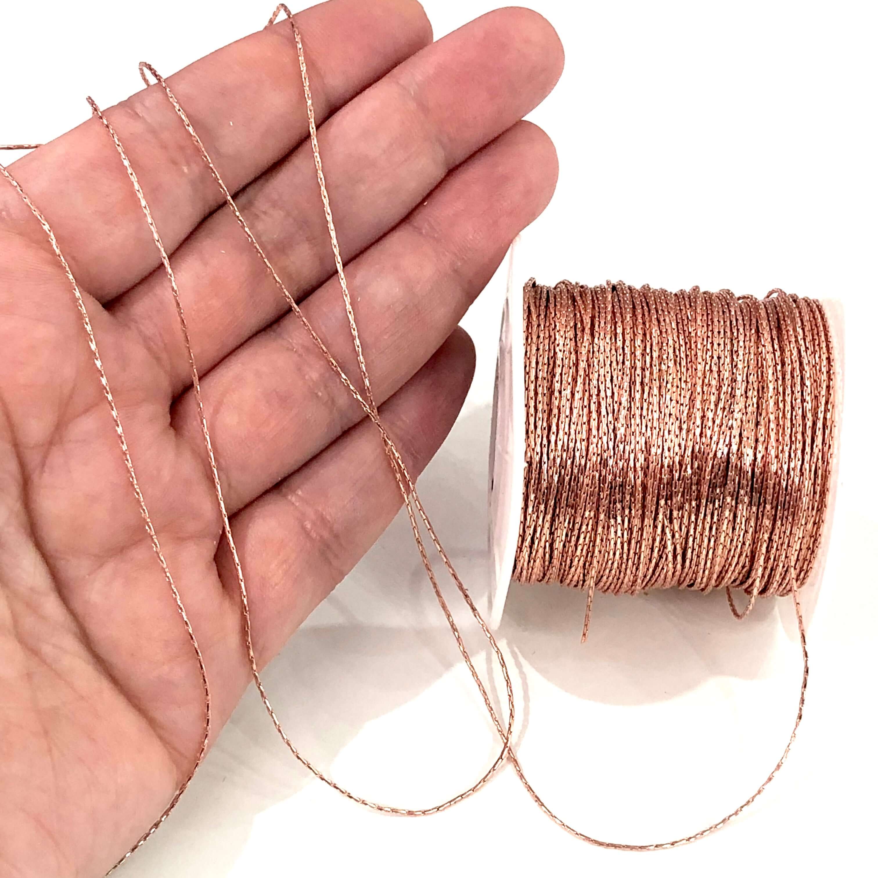 16.5 Foot Bulk, Rose Gold Plated Brass Cobra Chain 0,6mm, 0,6mm Snake Chain,