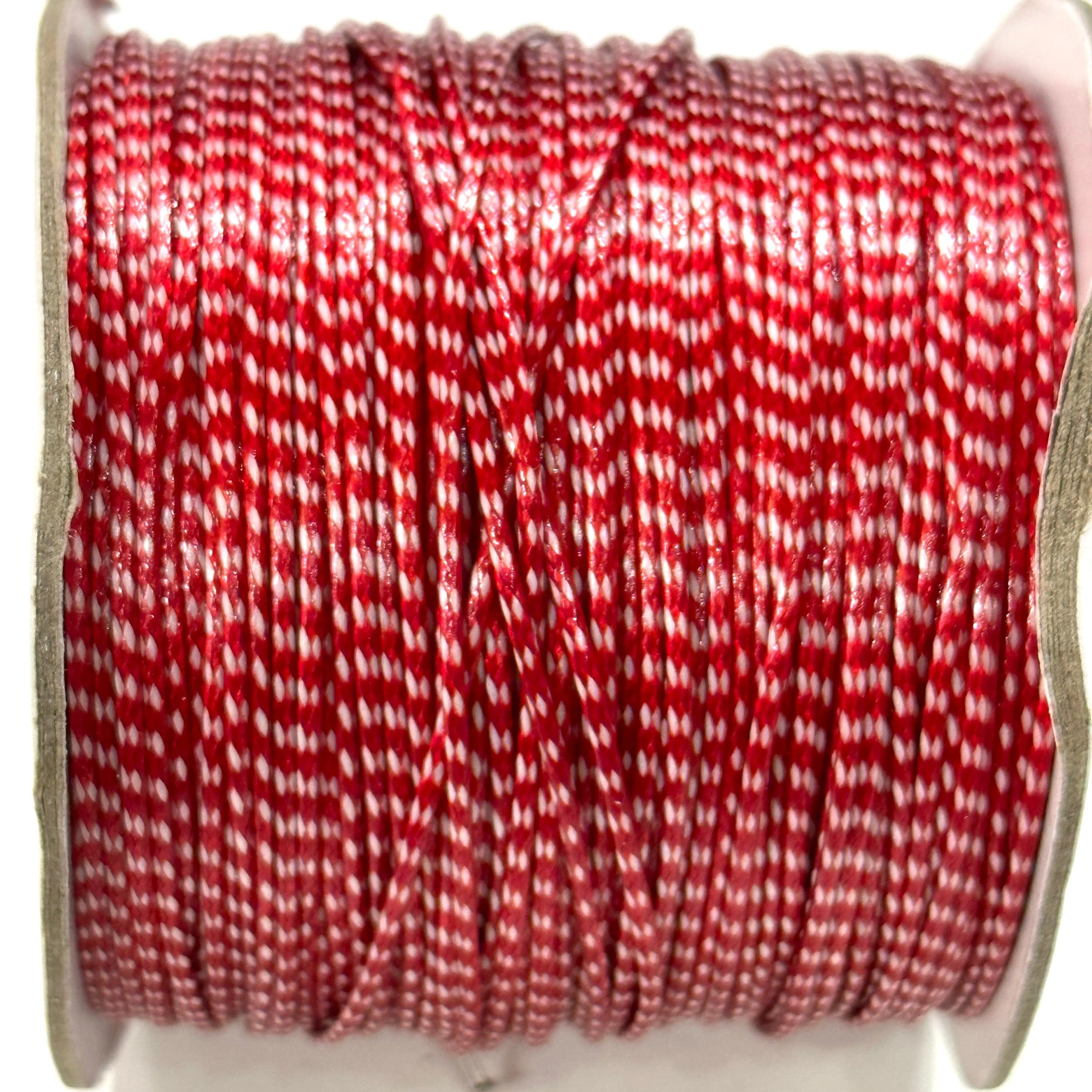 1.5mm Braided Polyester Martenitsa Bracelet Cord, Red&White Cotton Martenitsa Bracelet Cord, 10 Meters - Image 4