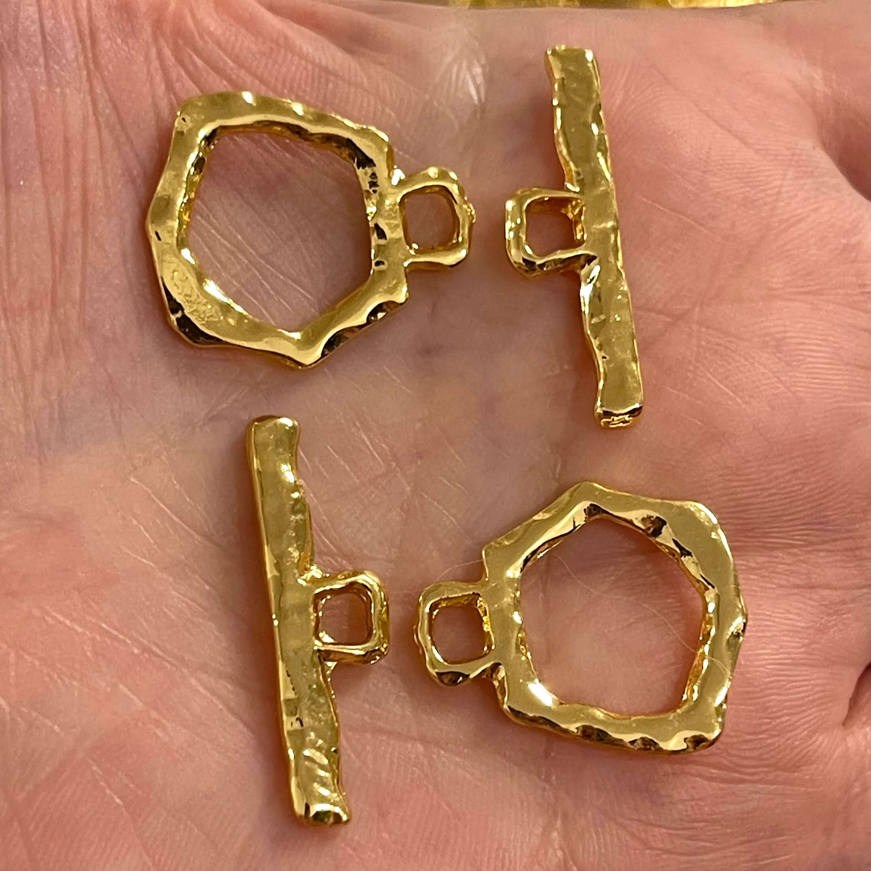 2 Sets 24Kt Shiny Gold Plated Toggle Clasp,