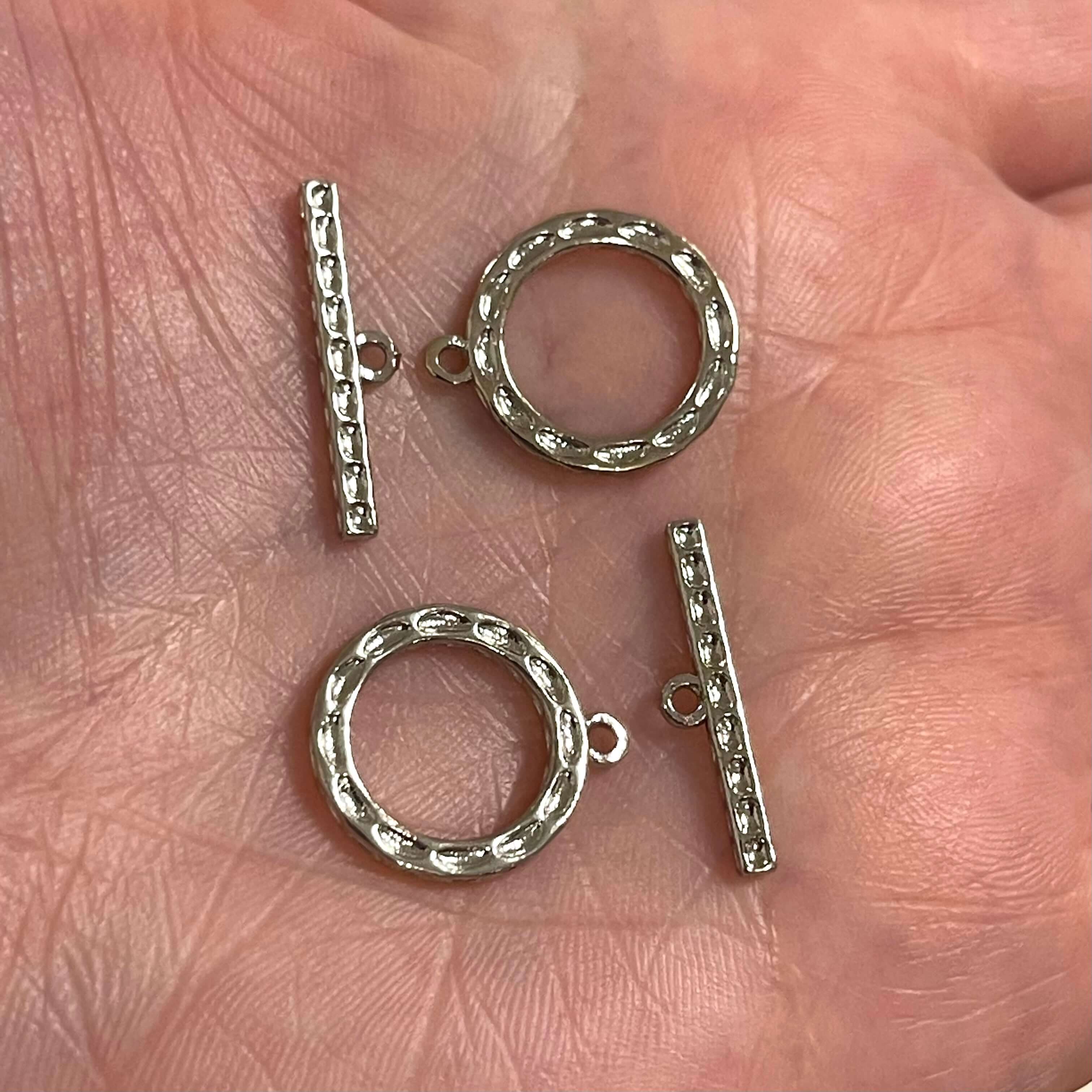 2 Sets Rhodium Plated Toggle Clasps,
