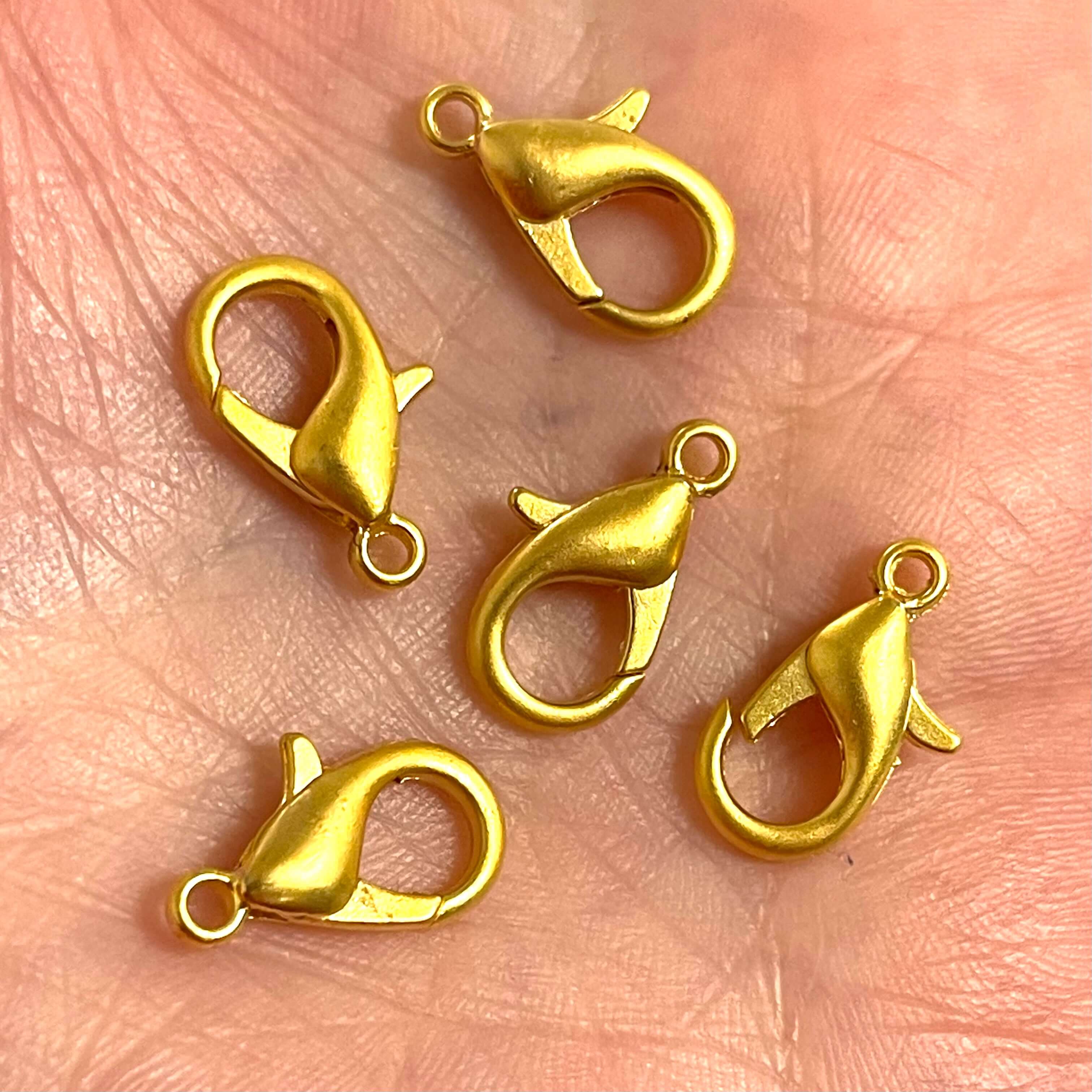 24Kt Matte Gold Plated Lobster Clasps, (16mm x 10mm) 504 Brass Lobster Claw Clasp,