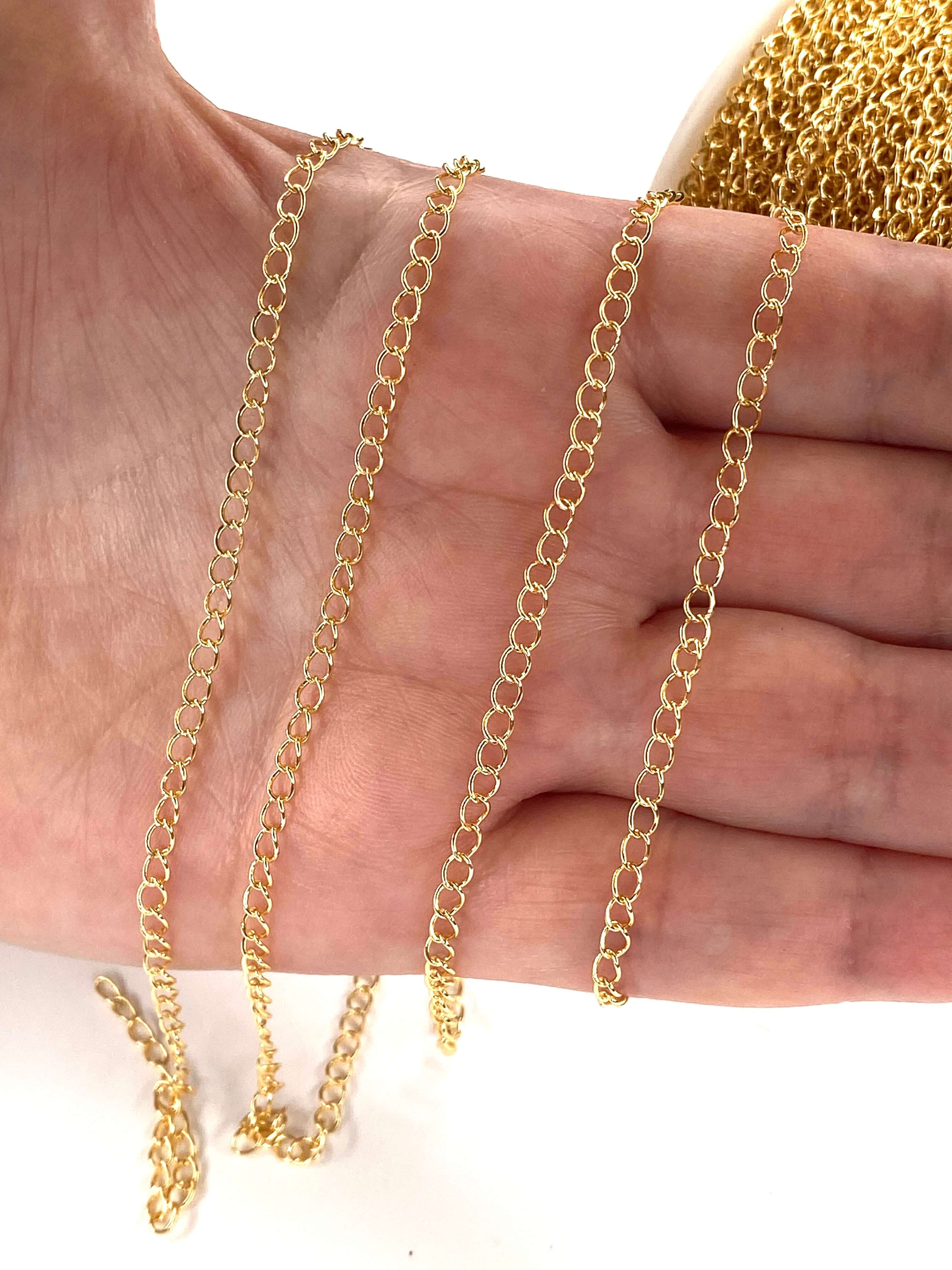 24Kt Gold Plated Extender Chain, 3mm Gold Plated Extender Chain, 1 Meter-3.3Feet Extender Chain - Image 2