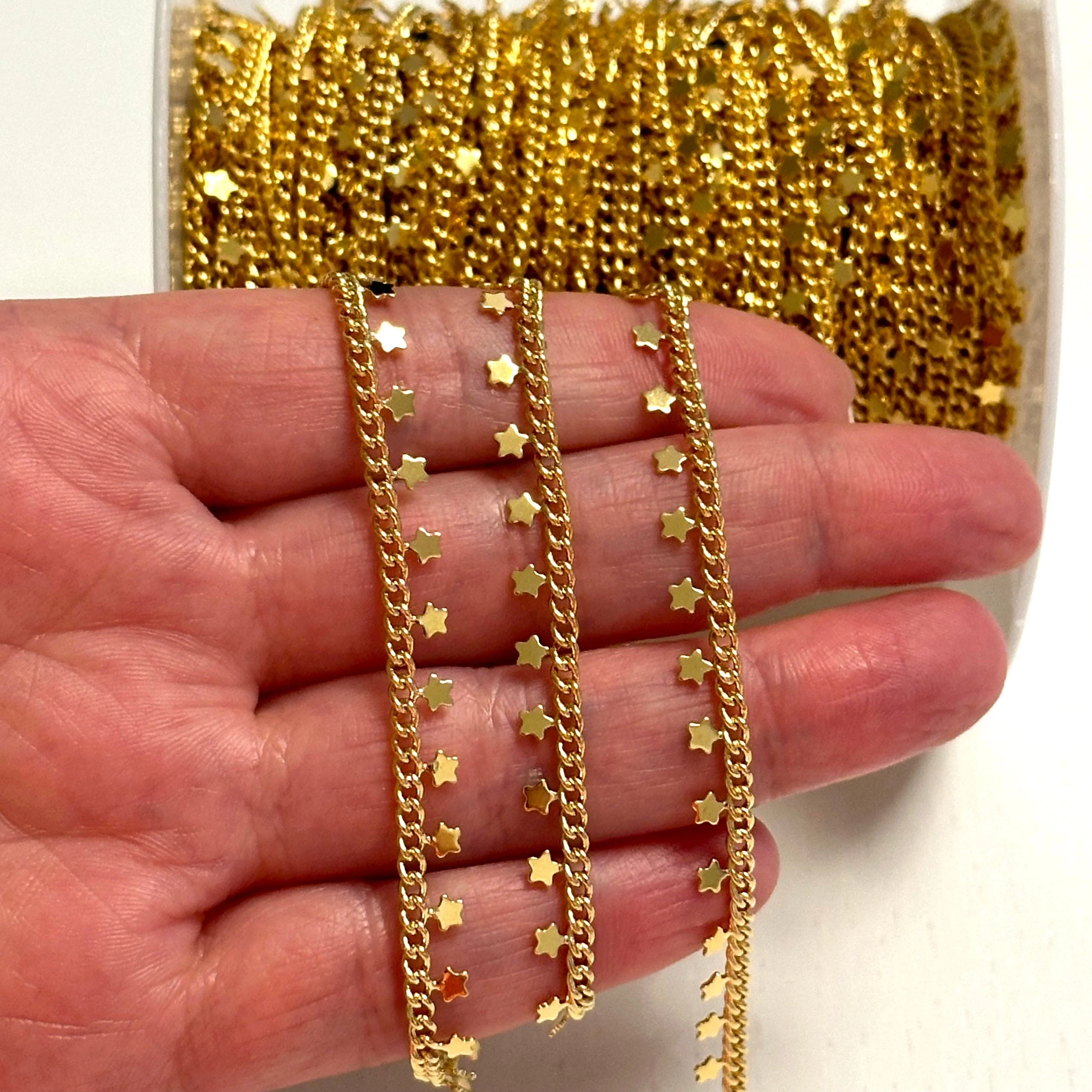 24Kt Gold Plated 2.4mm Chain With 3mm Stars - Image 2