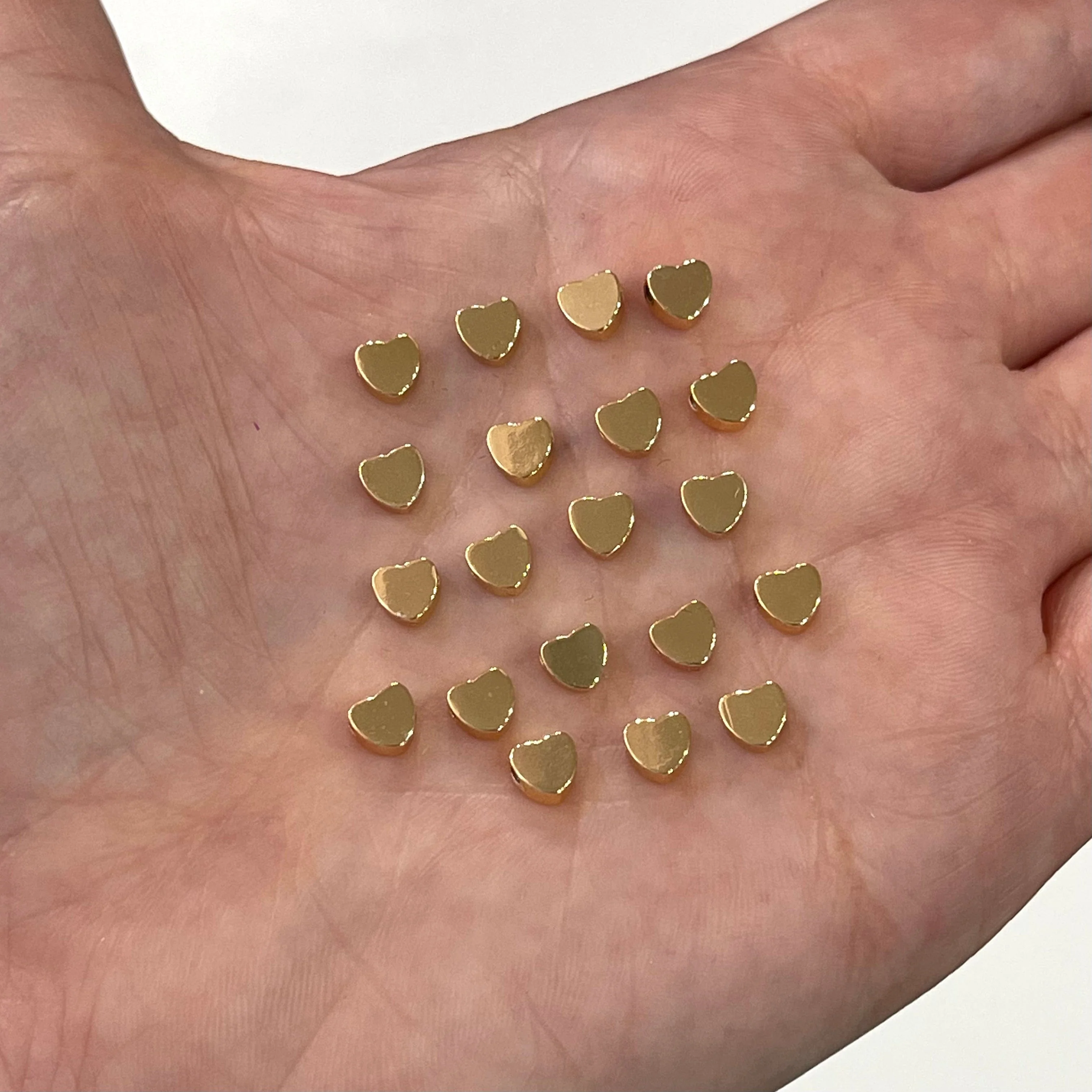 24Kt Gold Plated 5mm Heart Spacers, Horizontal Hole 24Kt Gold Heart Spacers, 20 Pcs in a Pack