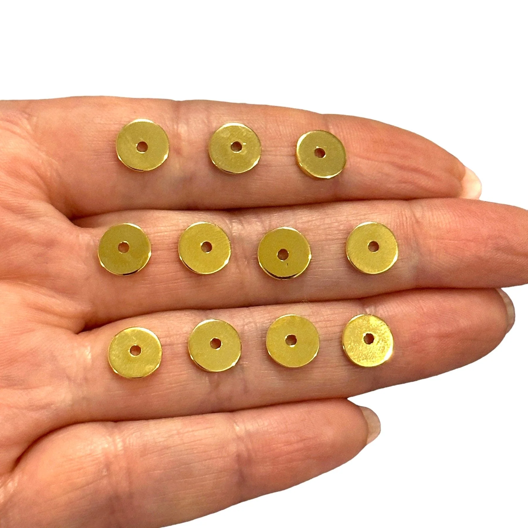 24Kt Gold Plated 8mm Rondelle Spacers, 10 pcs in a pack