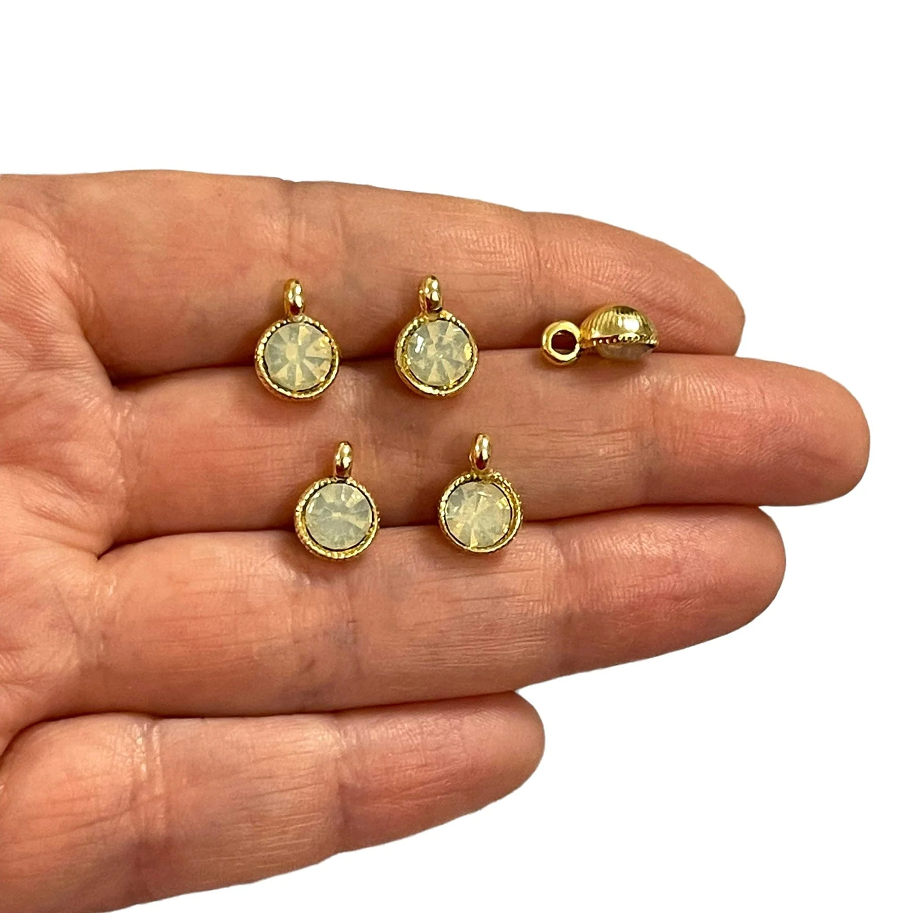 24Kt Gold Plated Alabaster Swarovski Charms, 5 pcs in a pack
