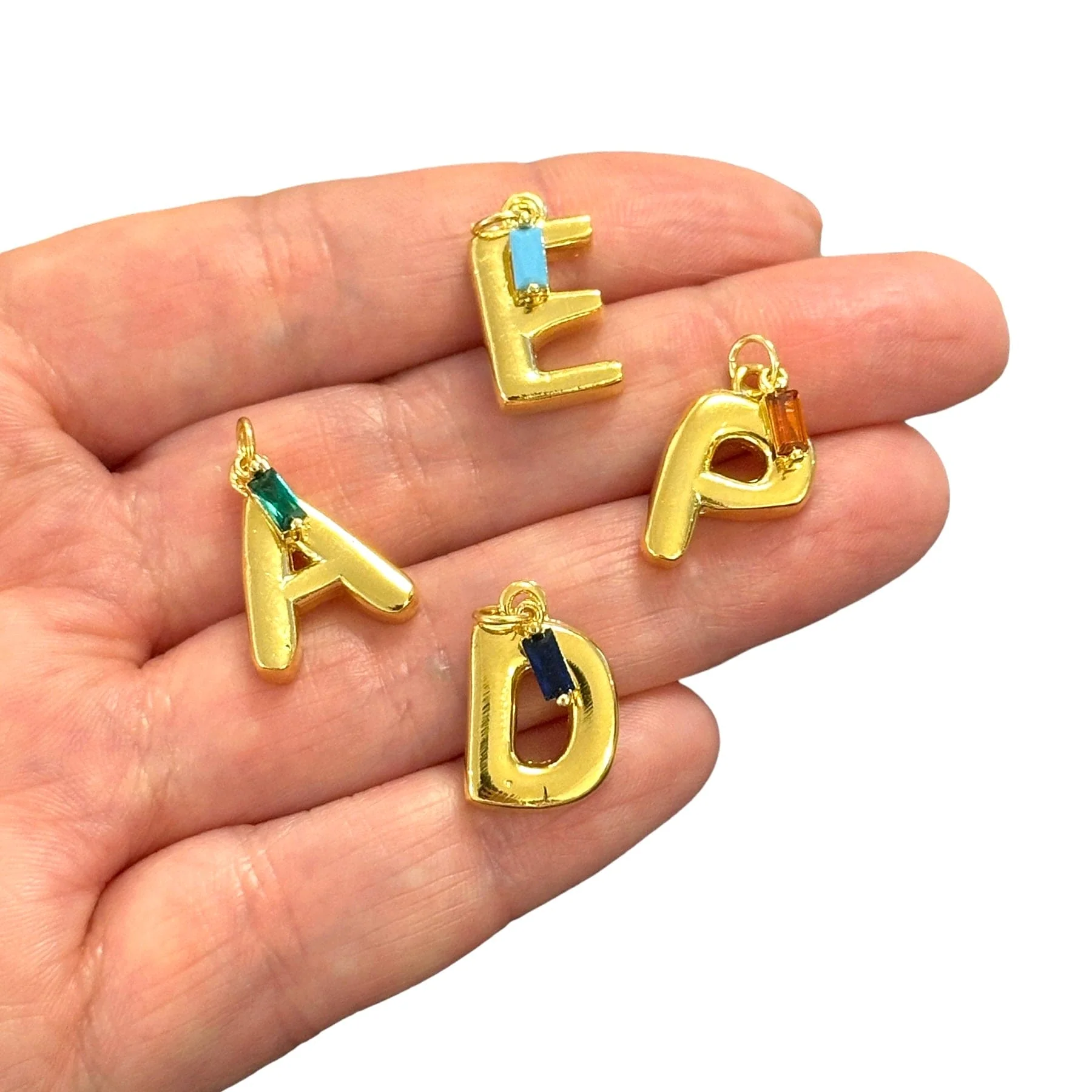 24Kt Gold Plated Balloon Letter With Birthstone Charm - Image 4