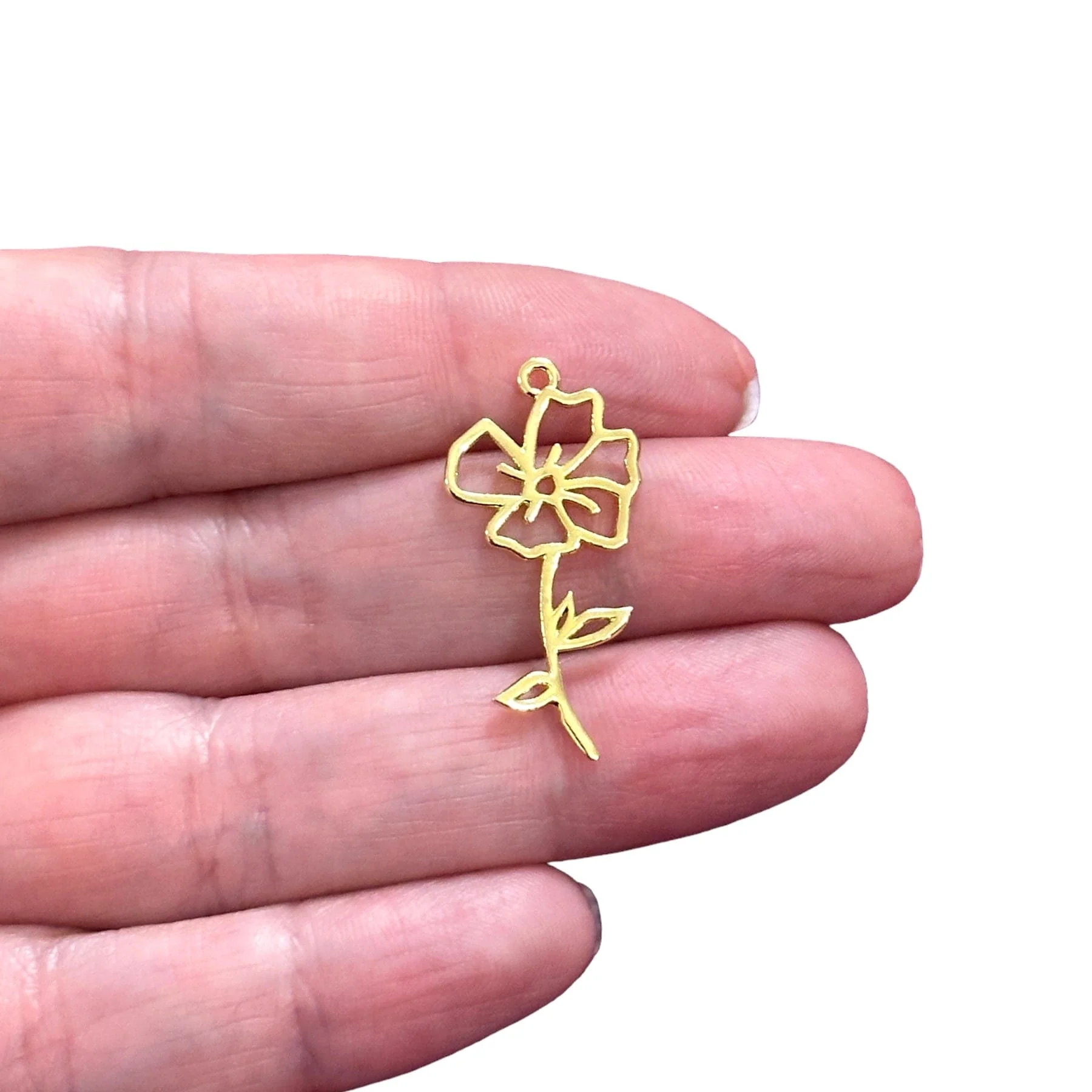 24Kt Gold Plated Birth Flower Charm, Birth Month Flower Pendant, Gold Floral Necklace - Image 7