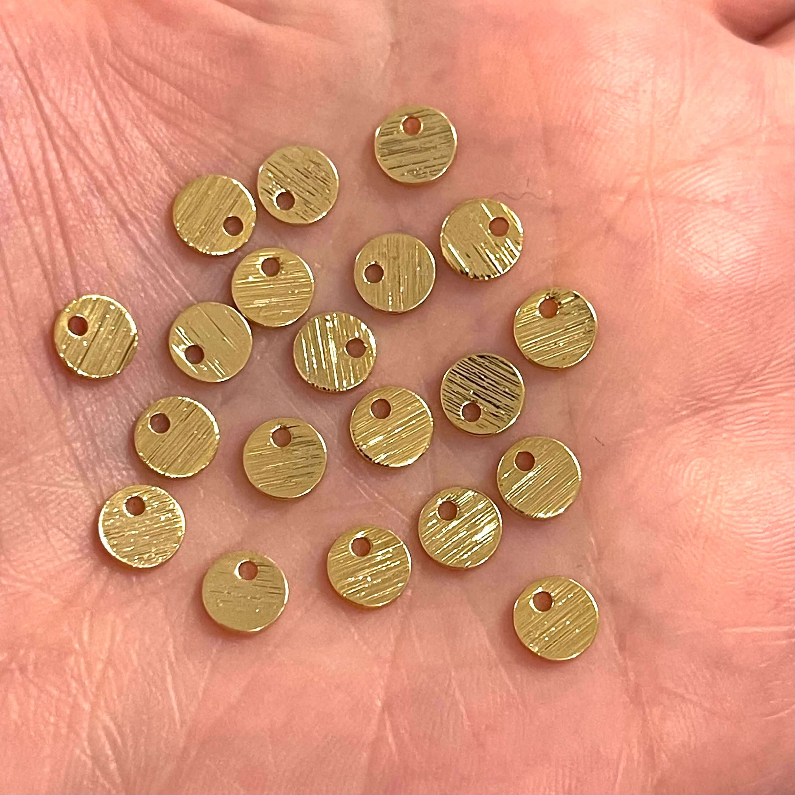 24Kt Gold Plated Brass 6mm Round Charms, 20 Pcs in a Pack