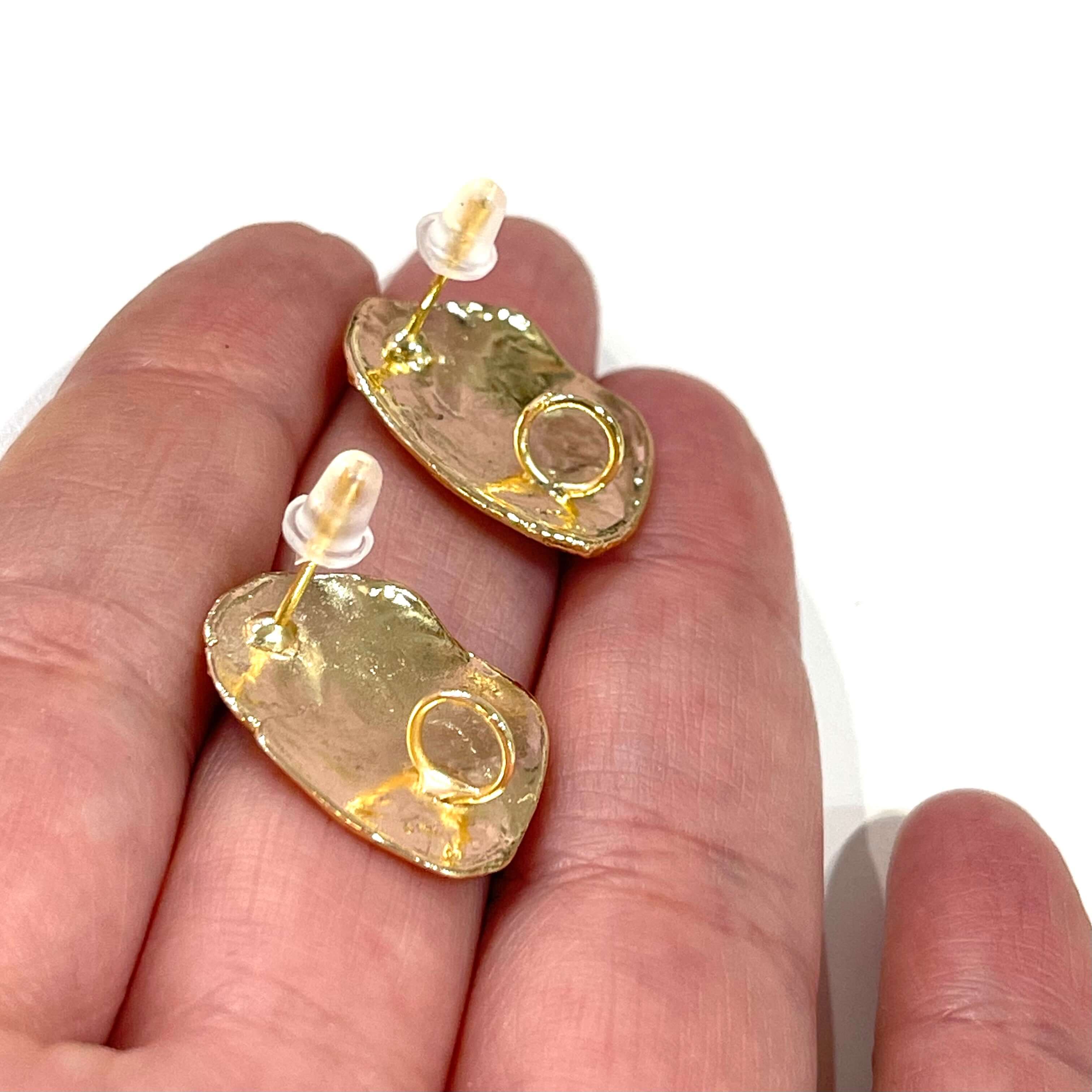 24Kt Gold Plated Brass Ball Stud Earrings, 2 pcs in a pack, - Image 5
