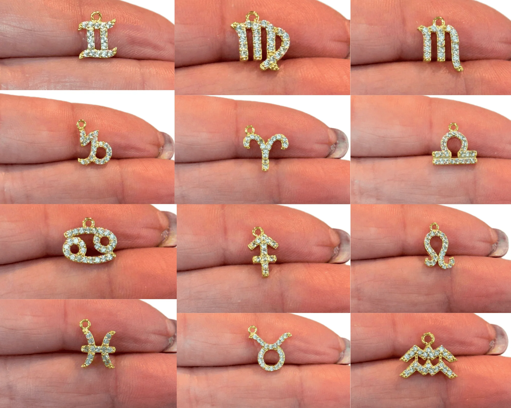 24Kt Gold Plated Brass CZ Zodiac Horoscope Sign