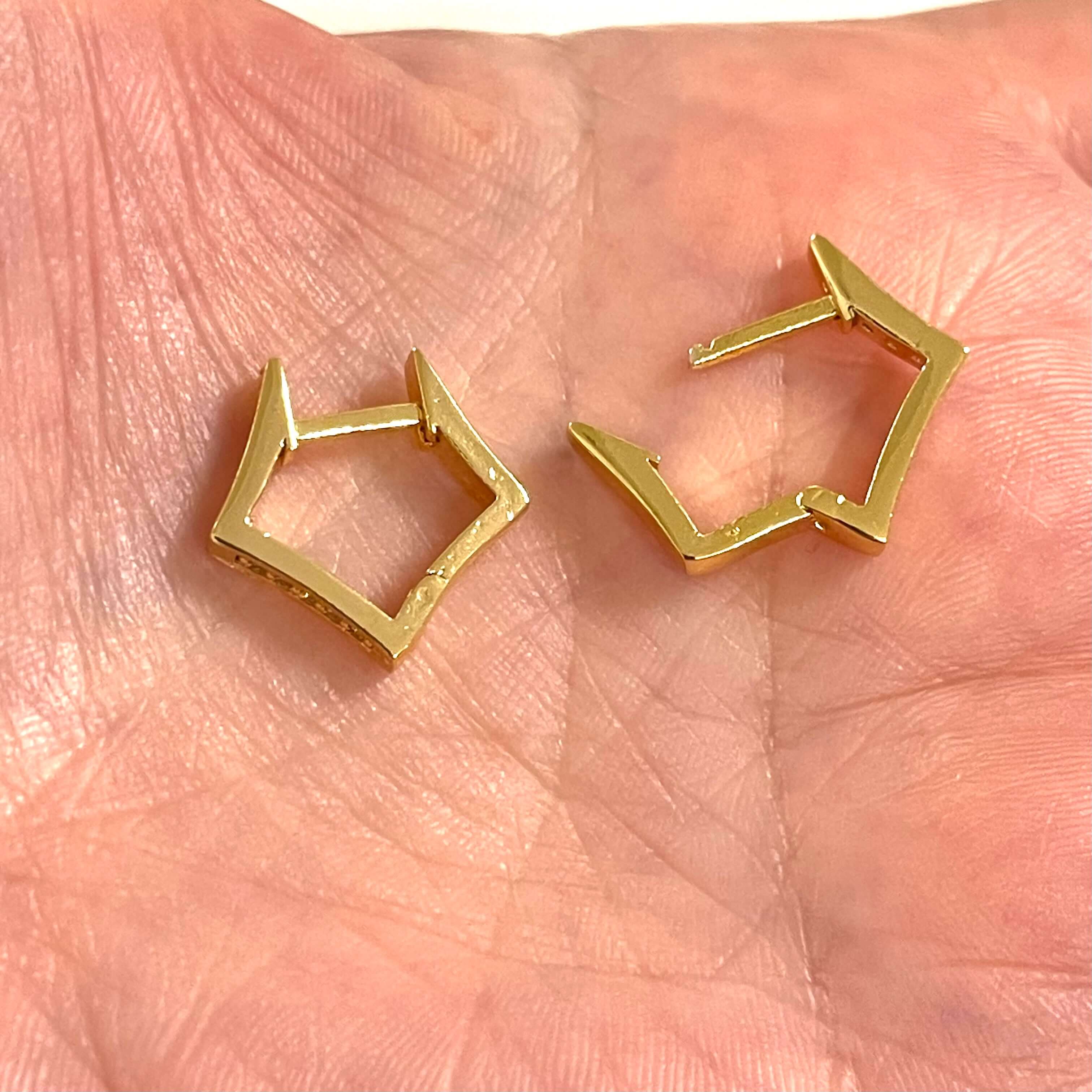 24Kt Gold Plated Brass Leverback Micro Pave Earrings, 16x16mm Gold Plated Leverback Earring Hoops - Image 4