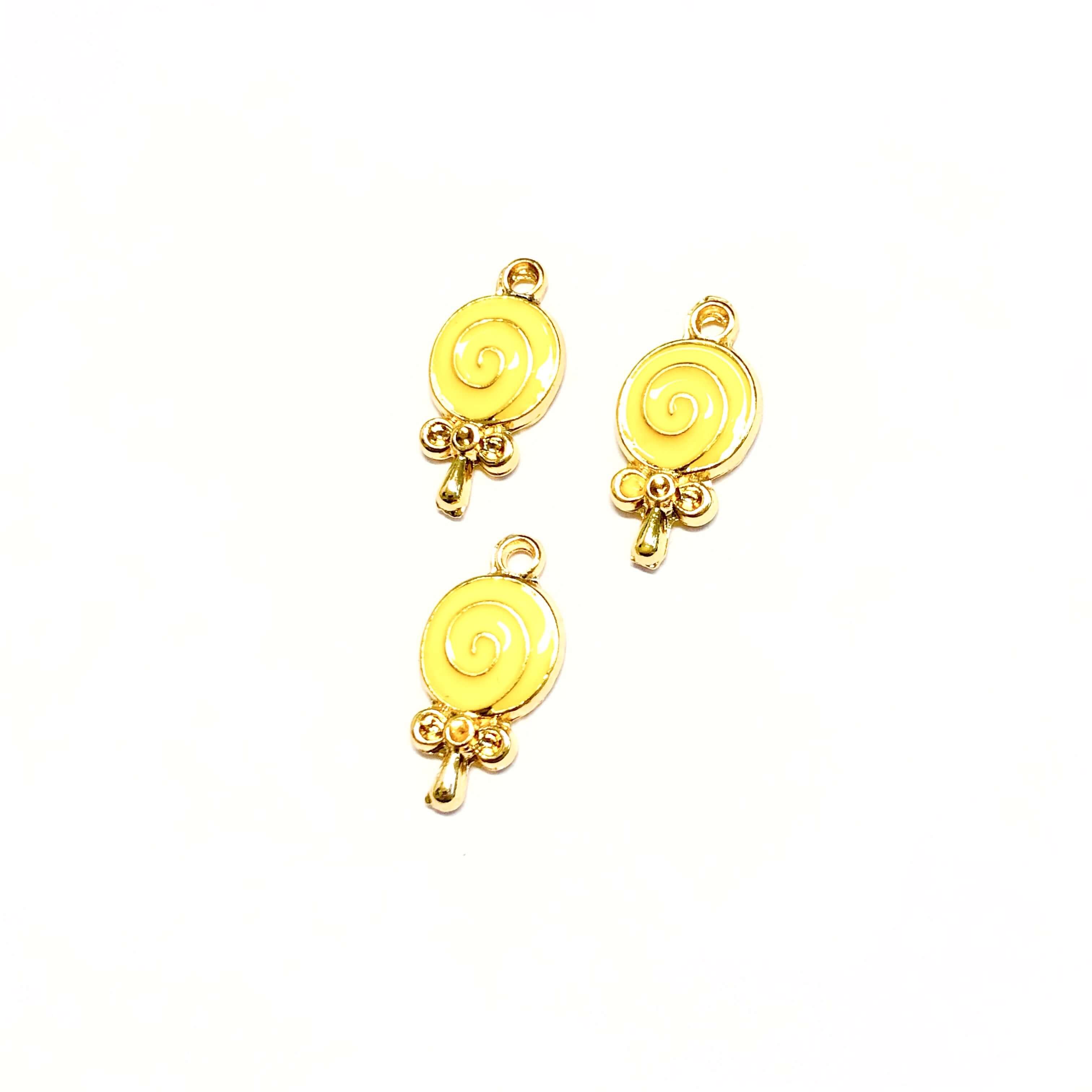 24Kt Gold Plated Brass Lollipop Charms, 3 pcs in a pack - Image 2