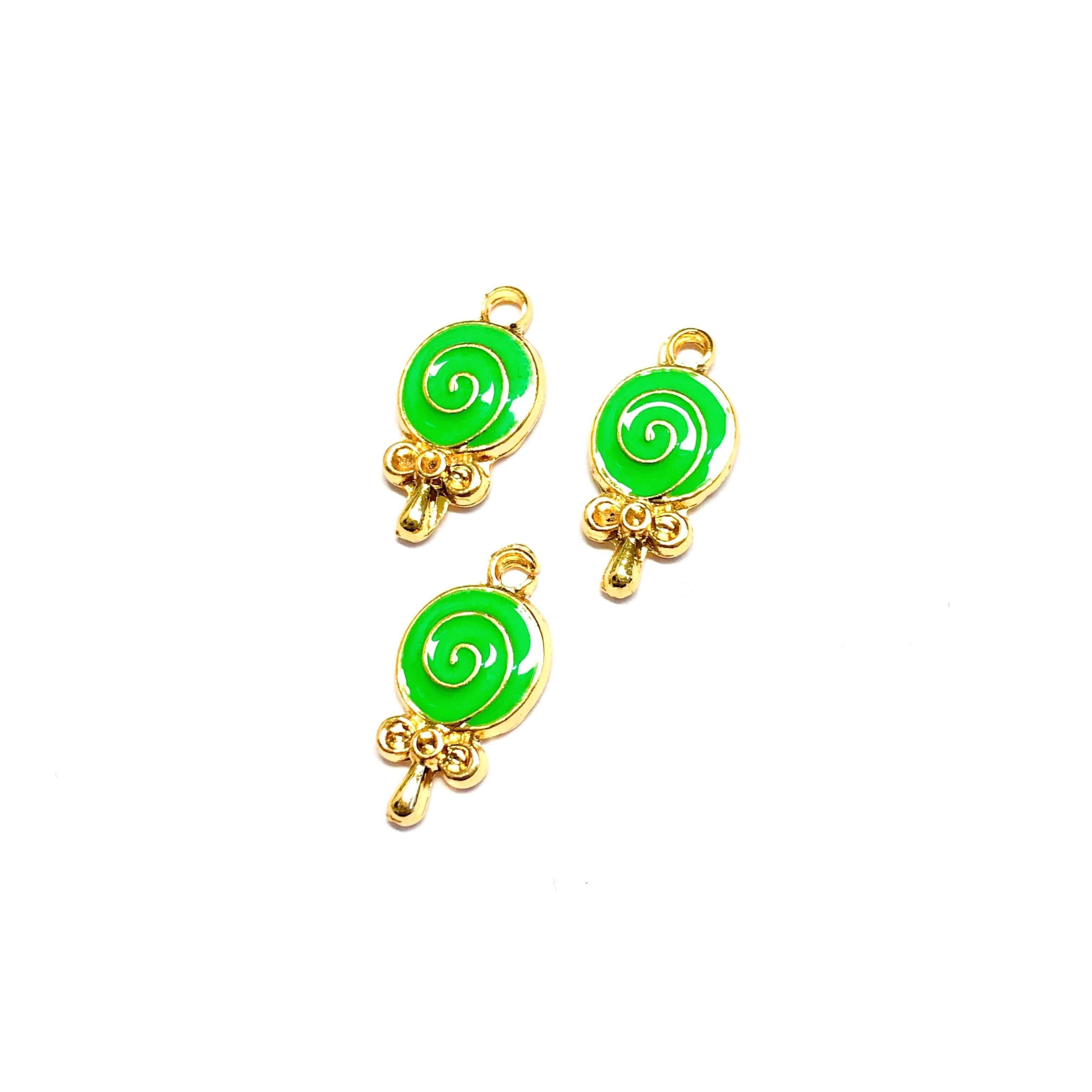 24Kt Gold Plated Brass Lollipop Charms, 3 pcs in a pack - Image 2
