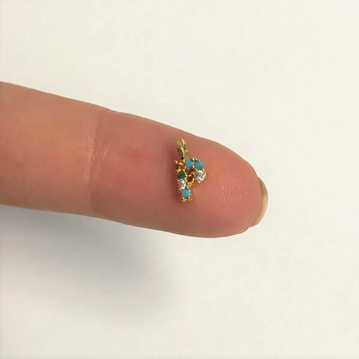 24Kt Gold Plated Brass Multicolor Micro Pave Initial Charms - Image 11