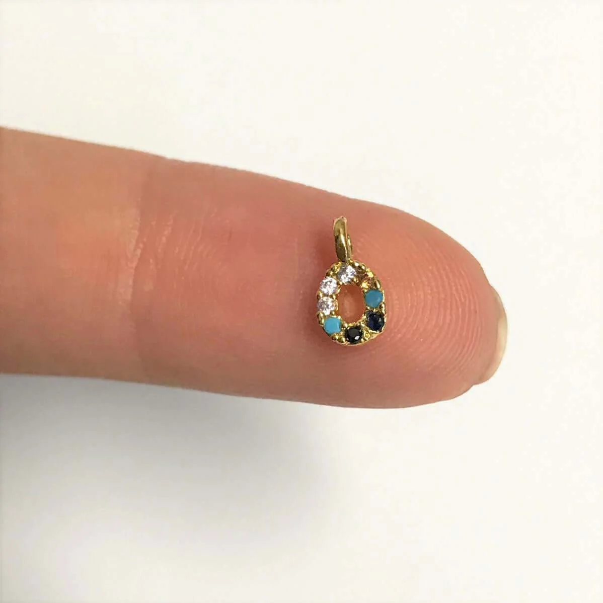 24Kt Gold Plated Brass Multicolor Micro Pave Initial Charms - Image 12