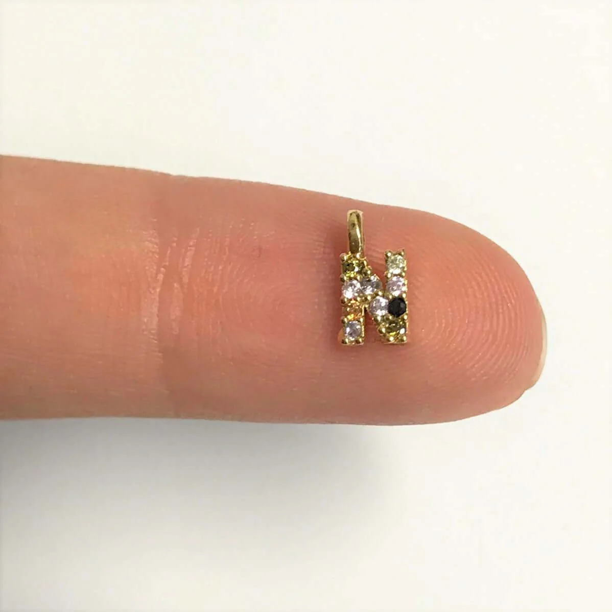 24Kt Gold Plated Brass Multicolor Micro Pave Initial Charms - Image 13