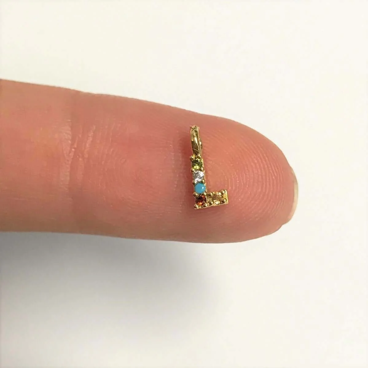 24Kt Gold Plated Brass Multicolor Micro Pave Initial Charms - Image 15
