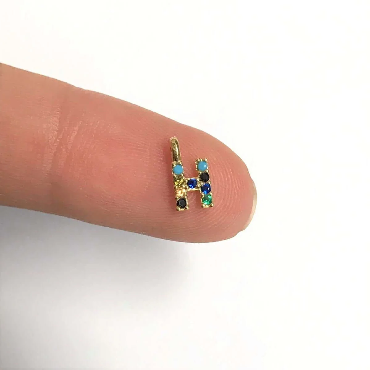 24Kt Gold Plated Brass Multicolor Micro Pave Initial Charms - Image 19
