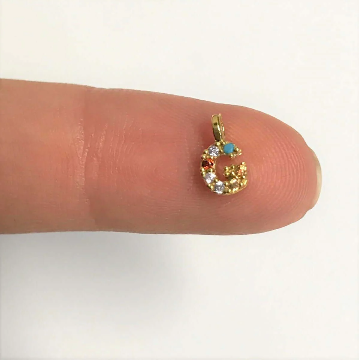 24Kt Gold Plated Brass Multicolor Micro Pave Initial Charms - Image 20