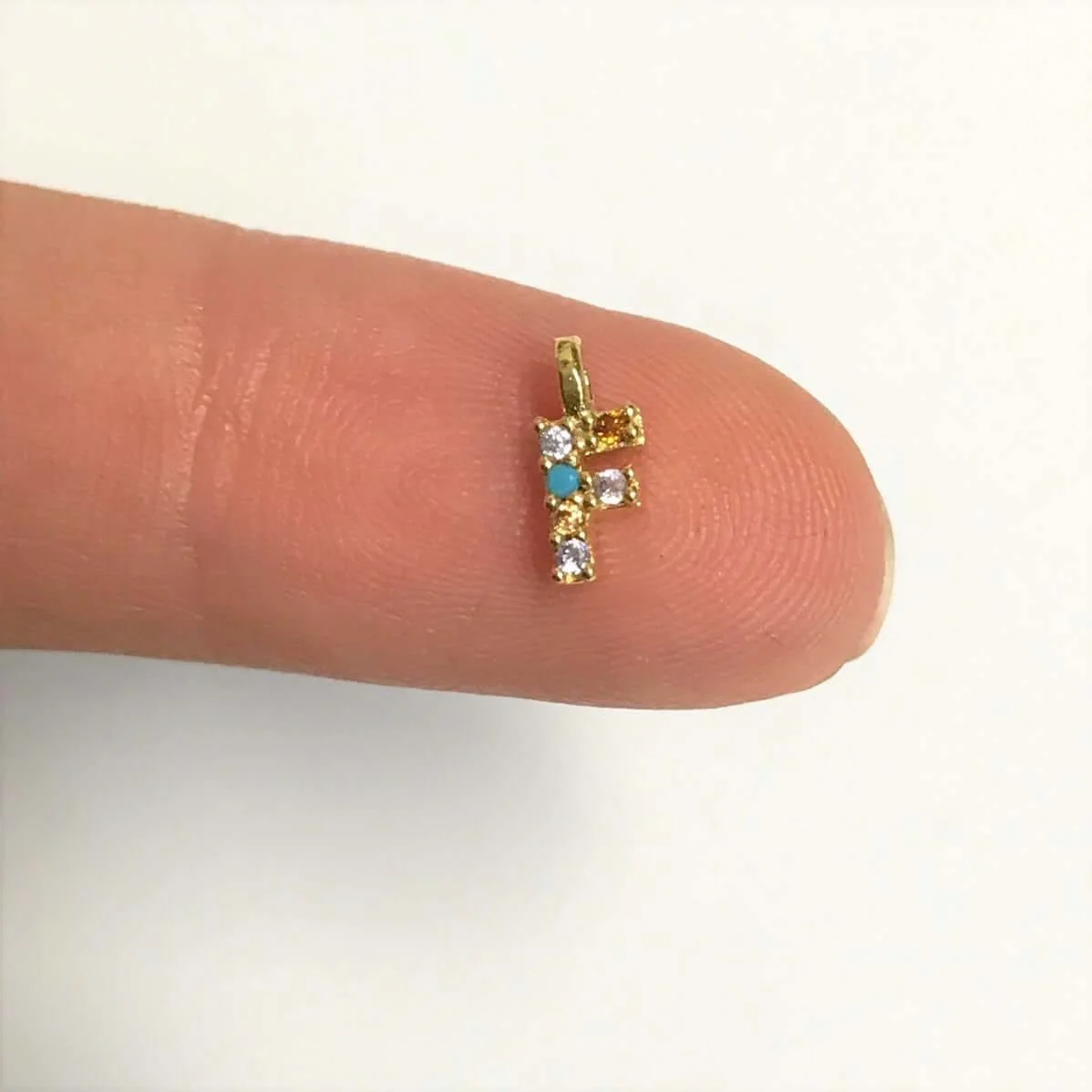 24Kt Gold Plated Brass Multicolor Micro Pave Initial Charms - Image 21