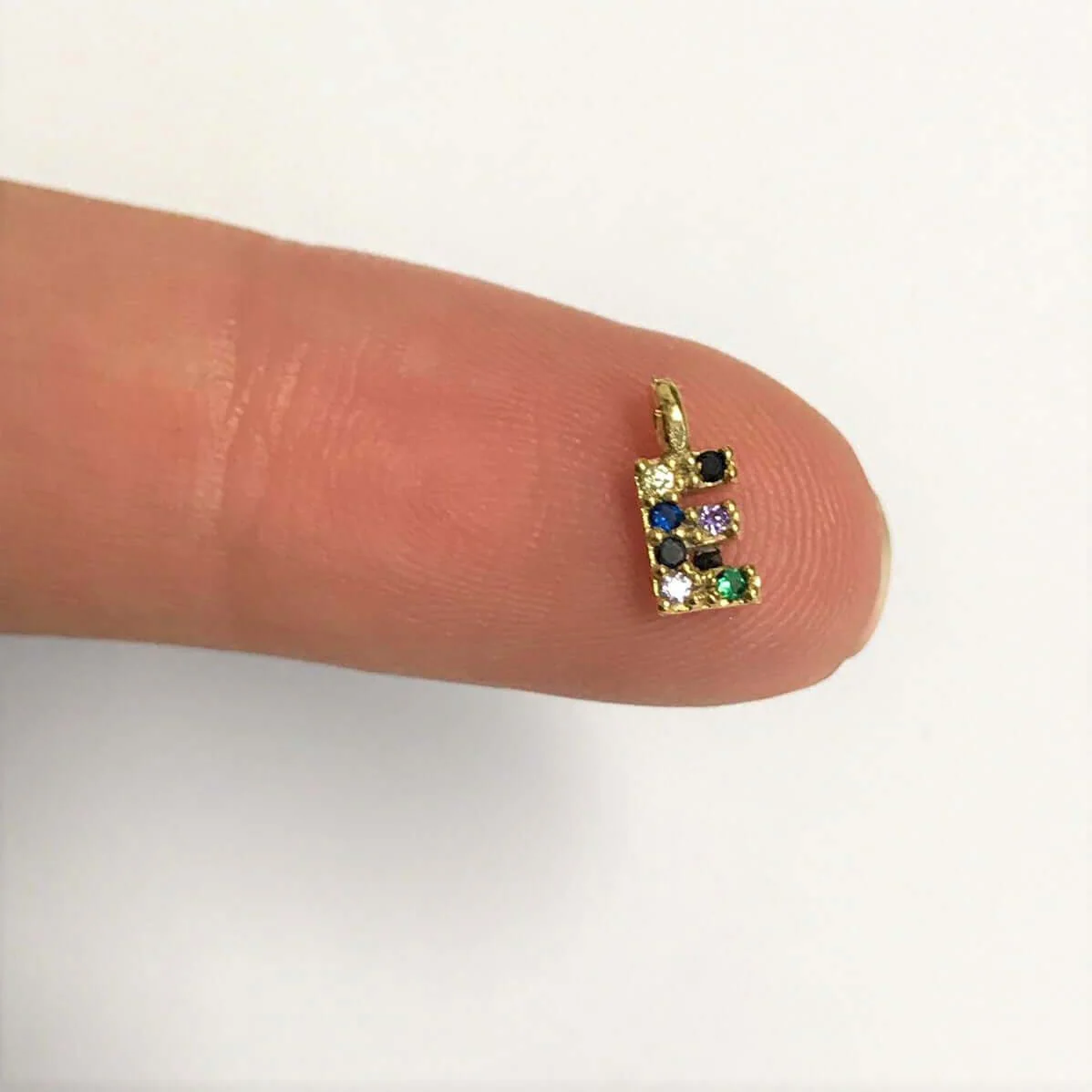 24Kt Gold Plated Brass Multicolor Micro Pave Initial Charms - Image 22