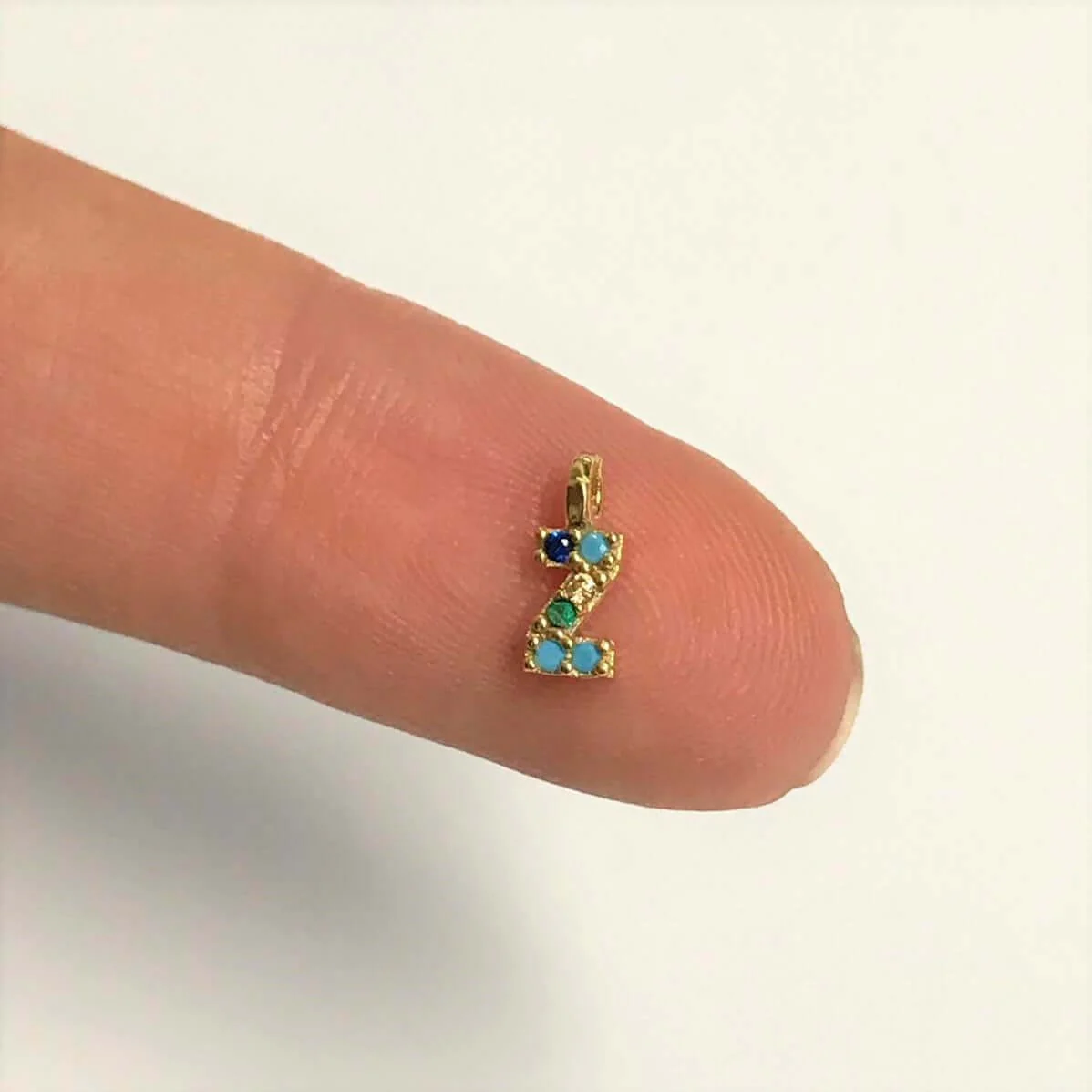 24Kt Gold Plated Brass Multicolor Micro Pave Initial Charms - Image 25