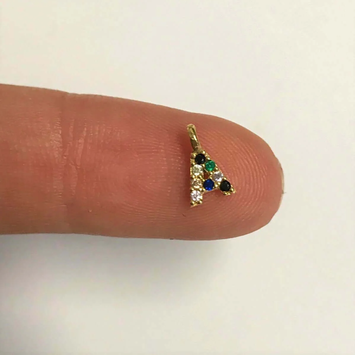 24Kt Gold Plated Brass Multicolor Micro Pave Initial Charms - Image 3