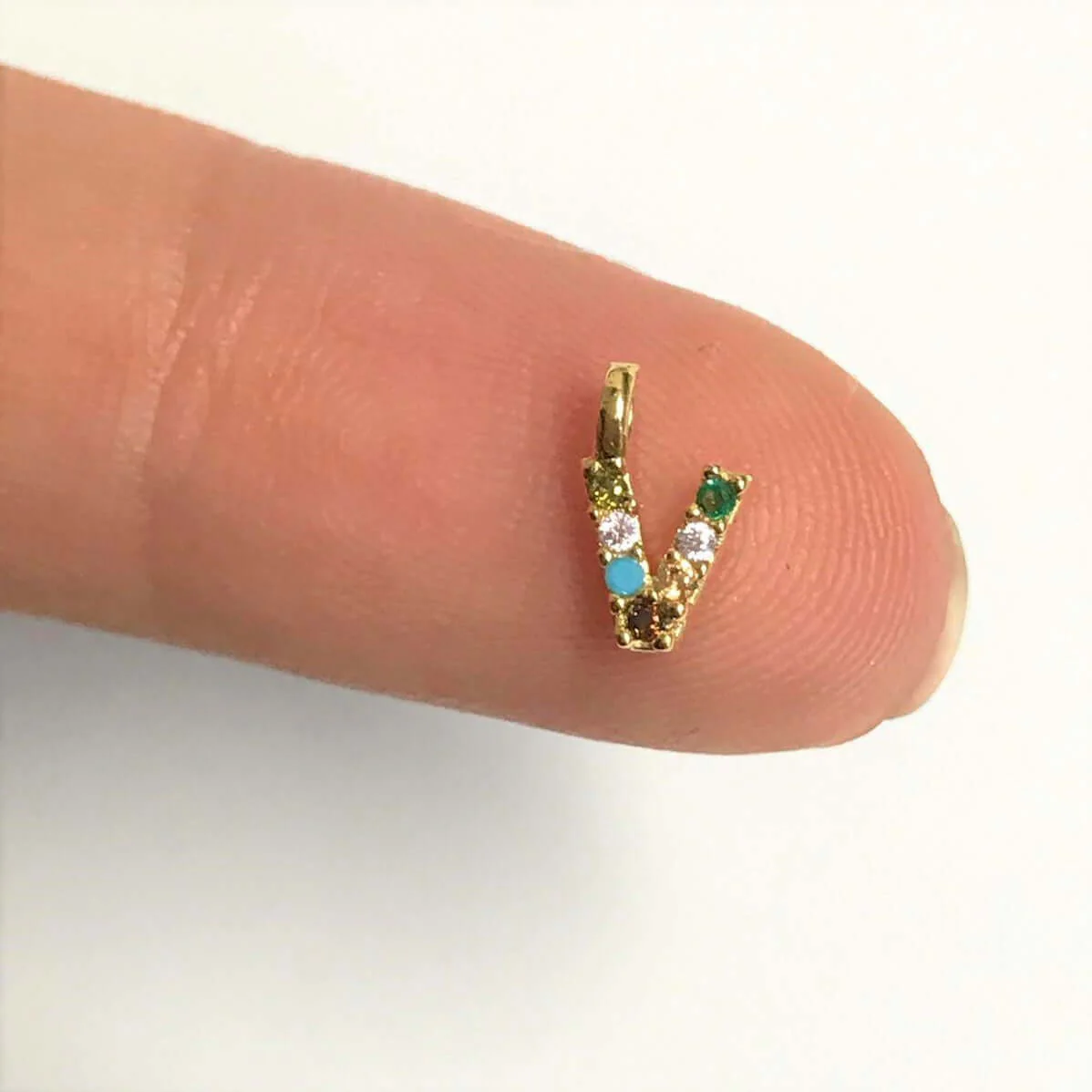 24Kt Gold Plated Brass Multicolor Micro Pave Initial Charms - Image 5