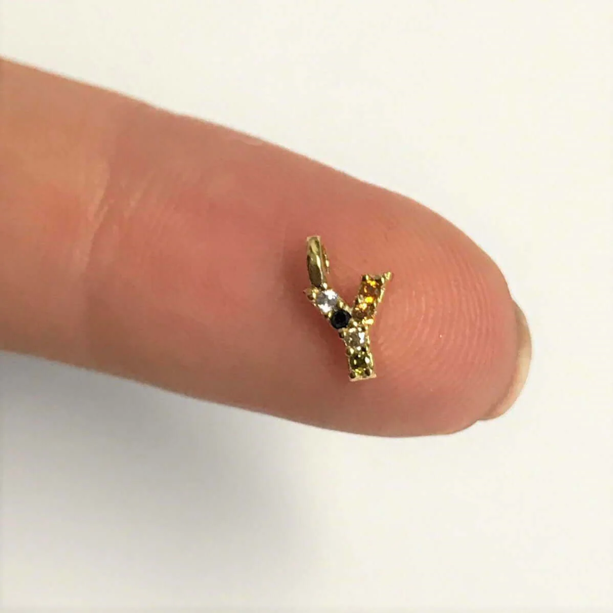 24Kt Gold Plated Brass Multicolor Micro Pave Initial Charms - Image 6
