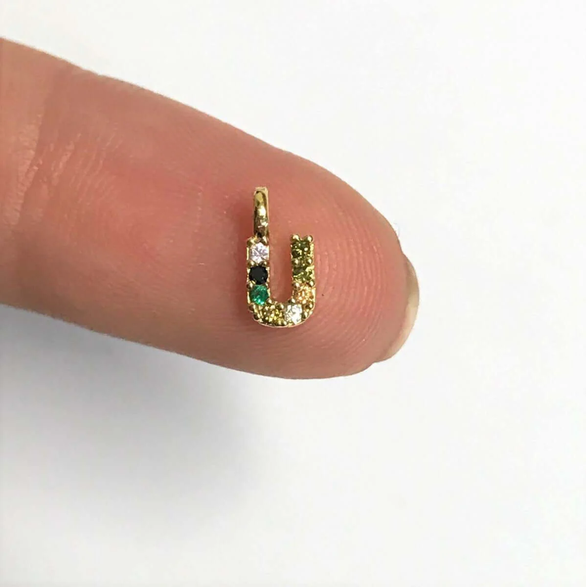24Kt Gold Plated Brass Multicolor Micro Pave Initial Charms - Image 7