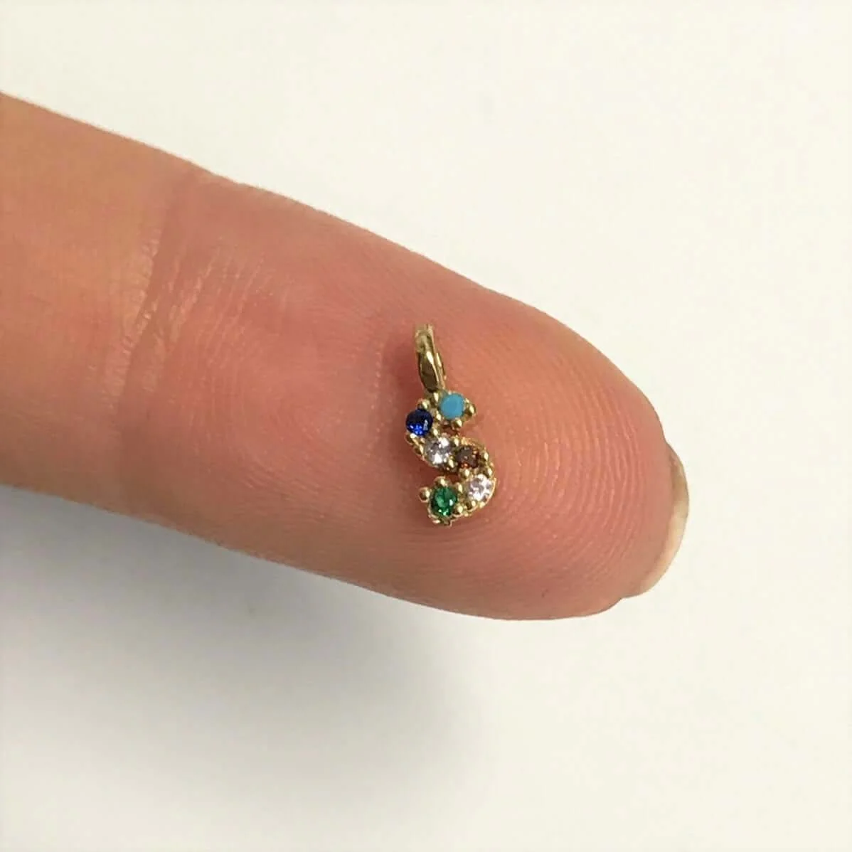 24Kt Gold Plated Brass Multicolor Micro Pave Initial Charms - Image 9