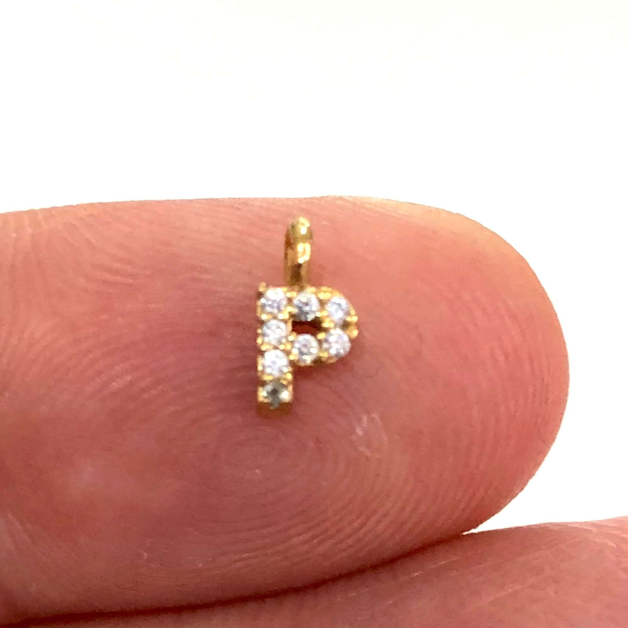 24Kt Gold Plated Brass Micro Pave Initial Charms - Image 12