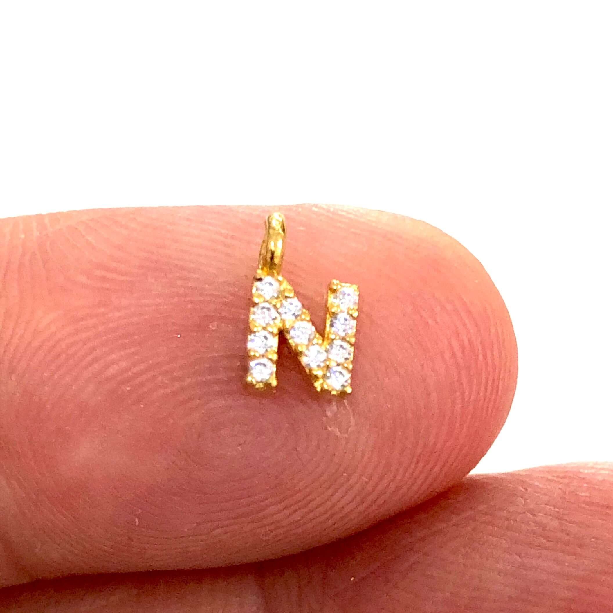 24Kt Gold Plated Brass Micro Pave Initial Charms - Image 14