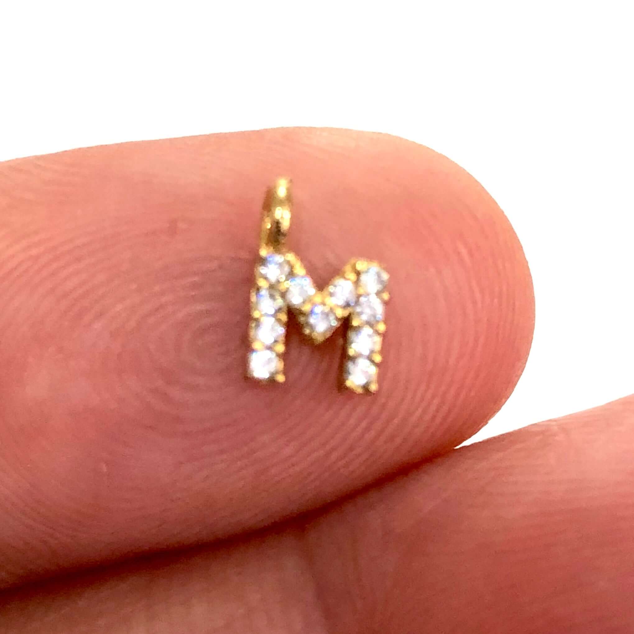 24Kt Gold Plated Brass Micro Pave Initial Charms - Image 15
