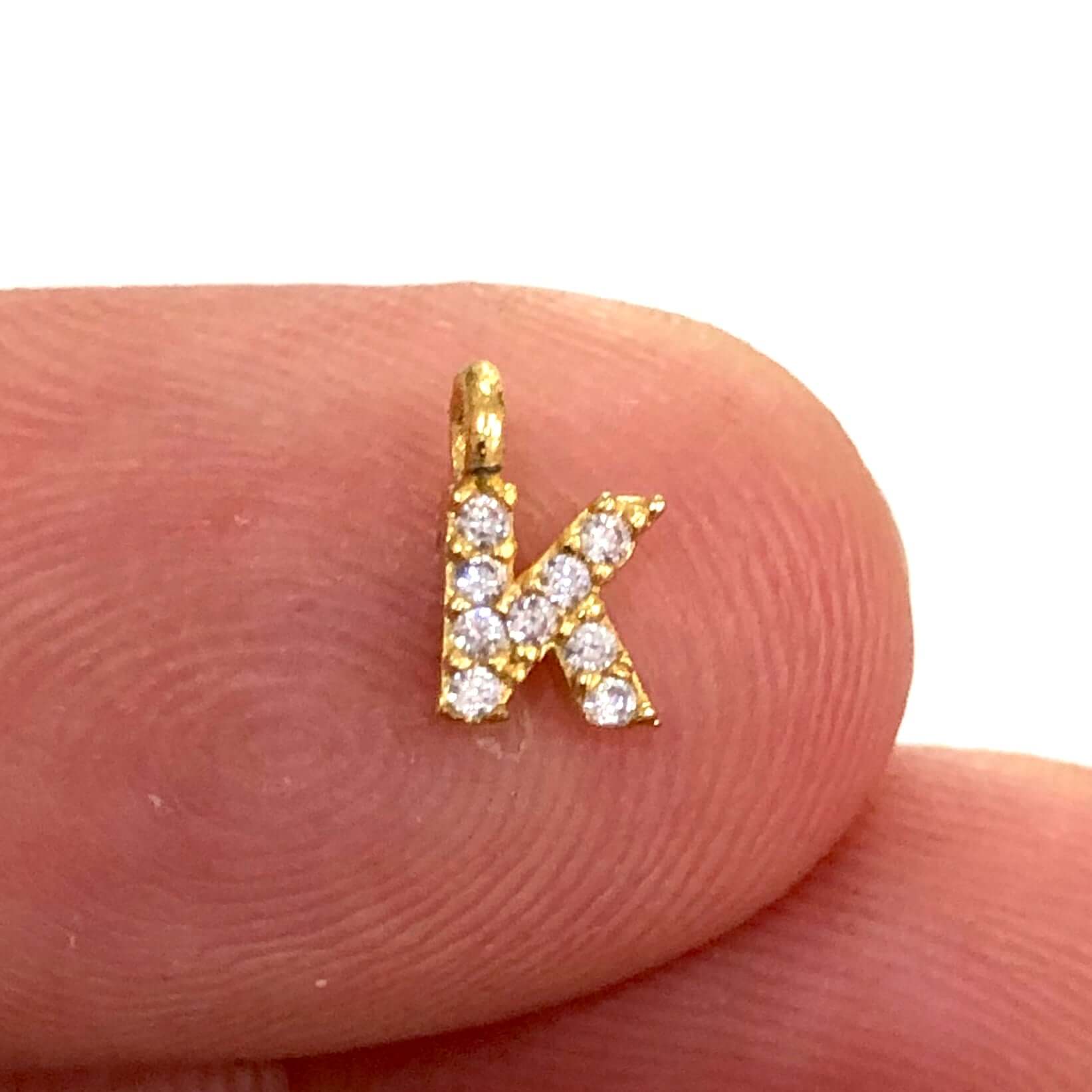 24Kt Gold Plated Brass Micro Pave Initial Charms - Image 17