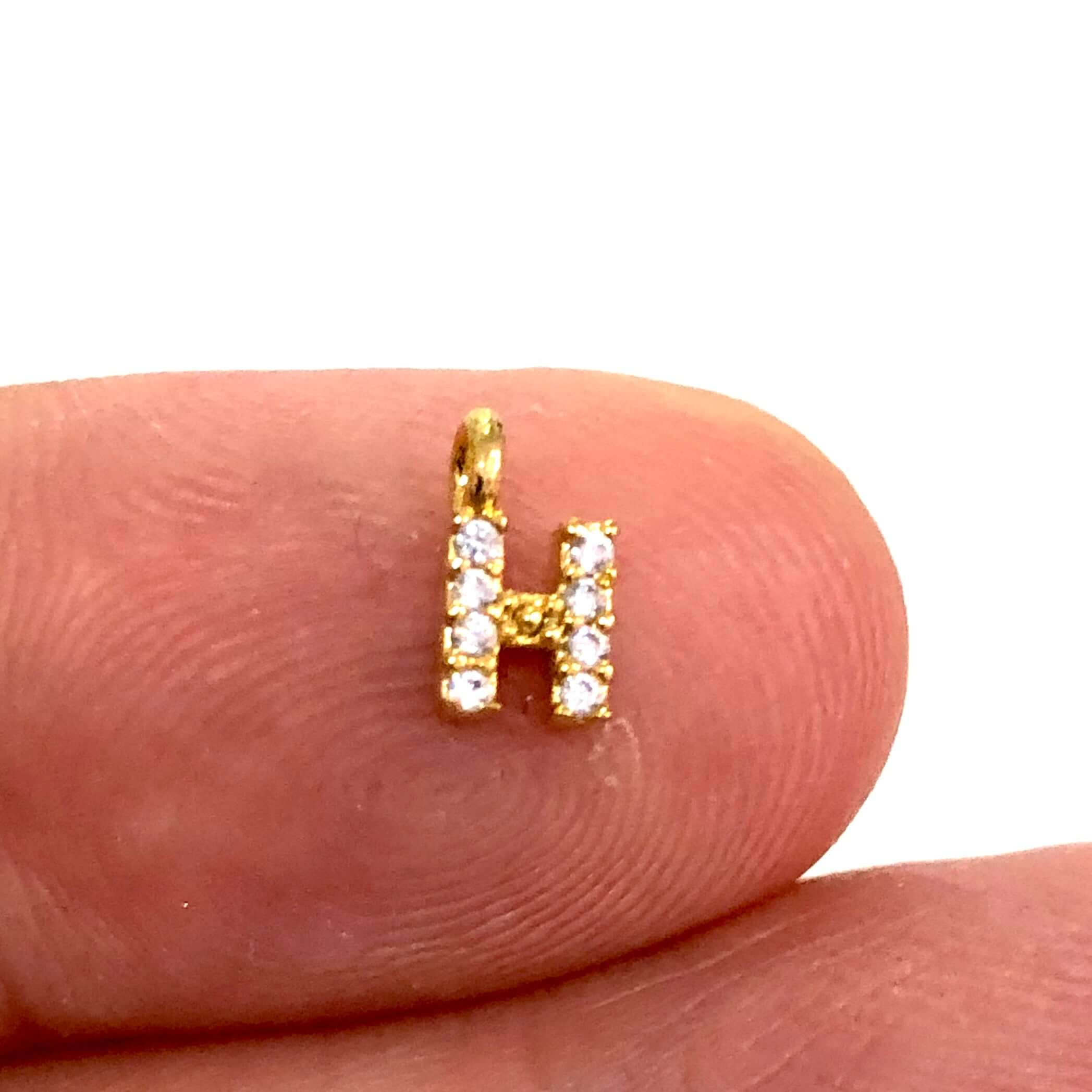 24Kt Gold Plated Brass Micro Pave Initial Charms - Image 20