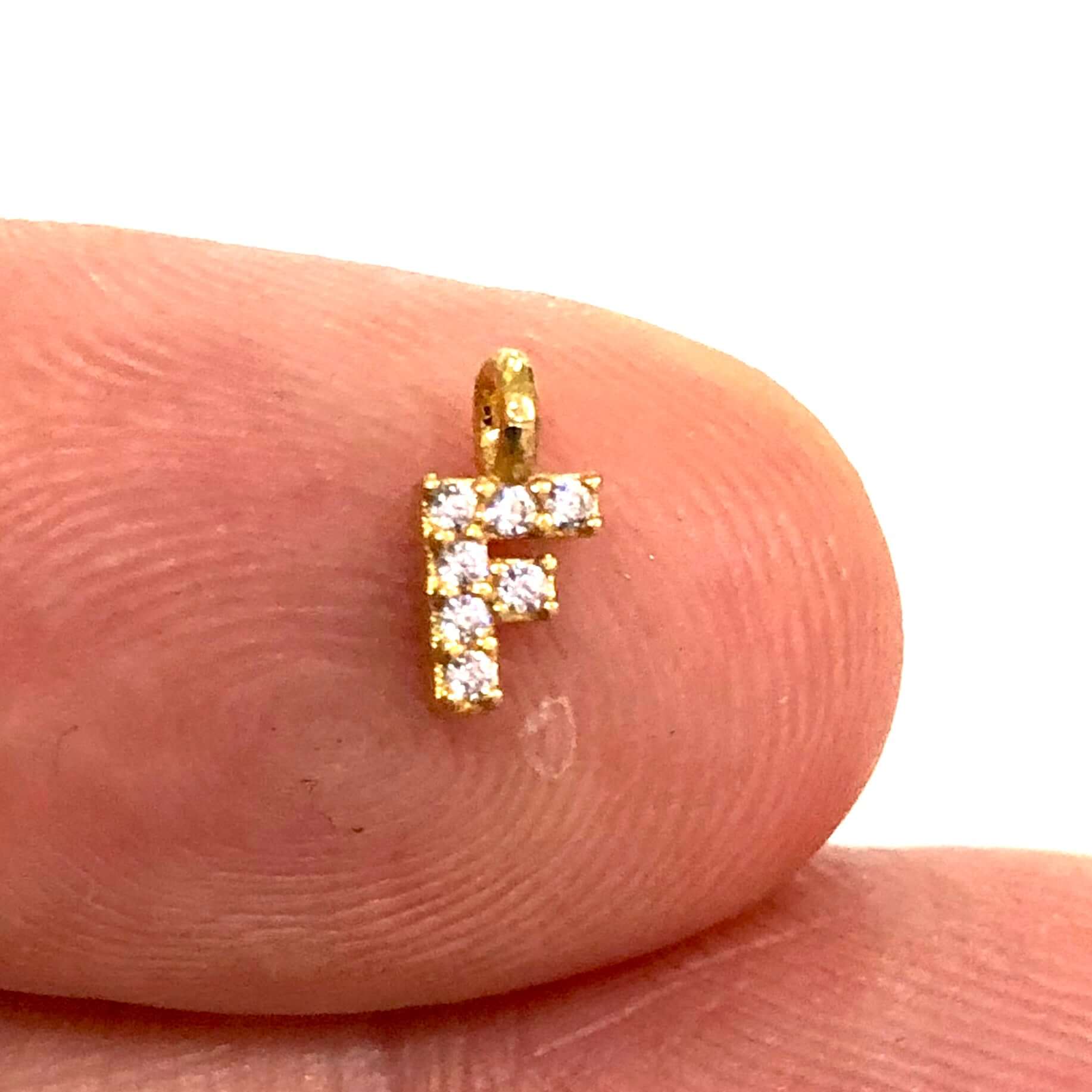 24Kt Gold Plated Brass Micro Pave Initial Charms - Image 22