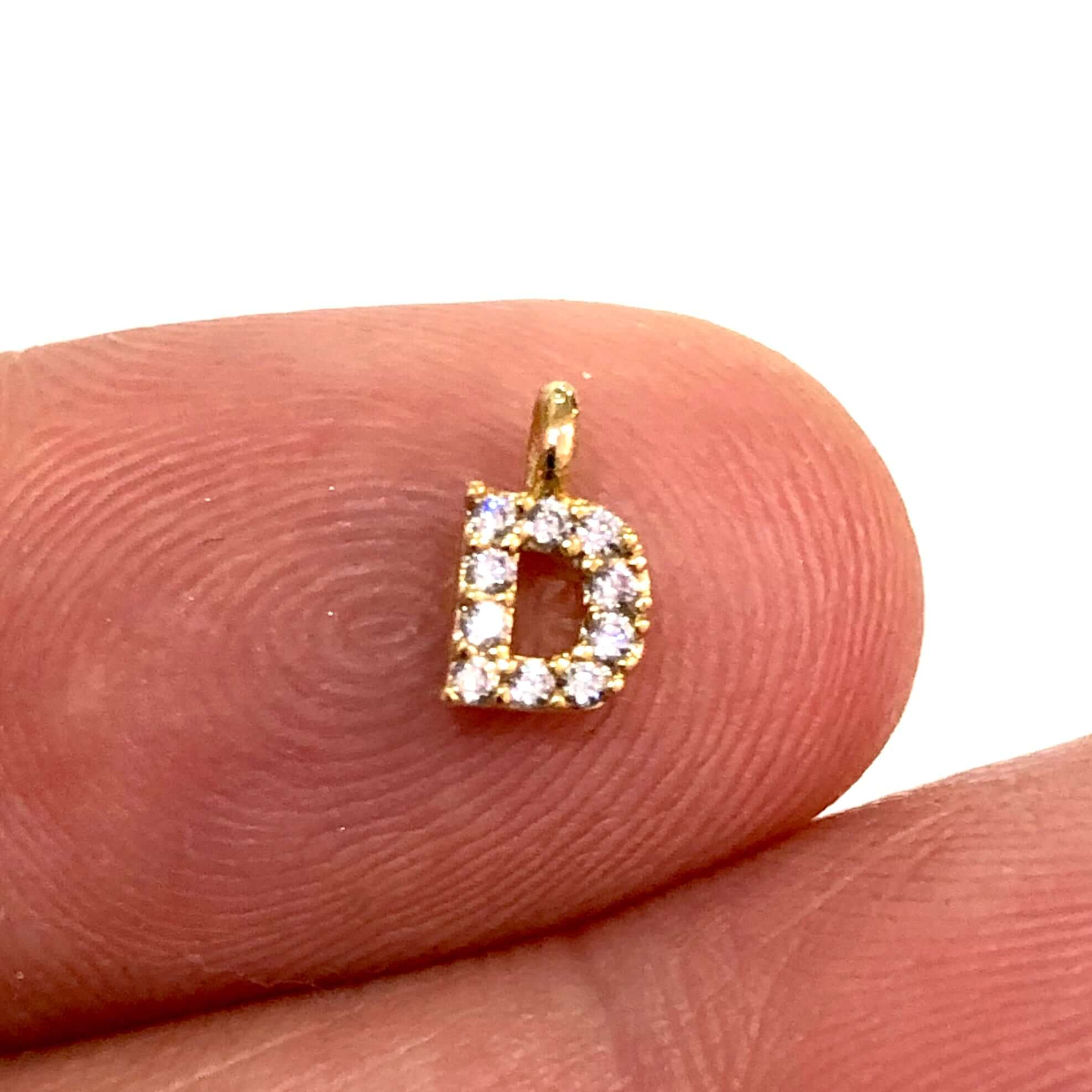 24Kt Gold Plated Brass Micro Pave Initial Charms - Image 24