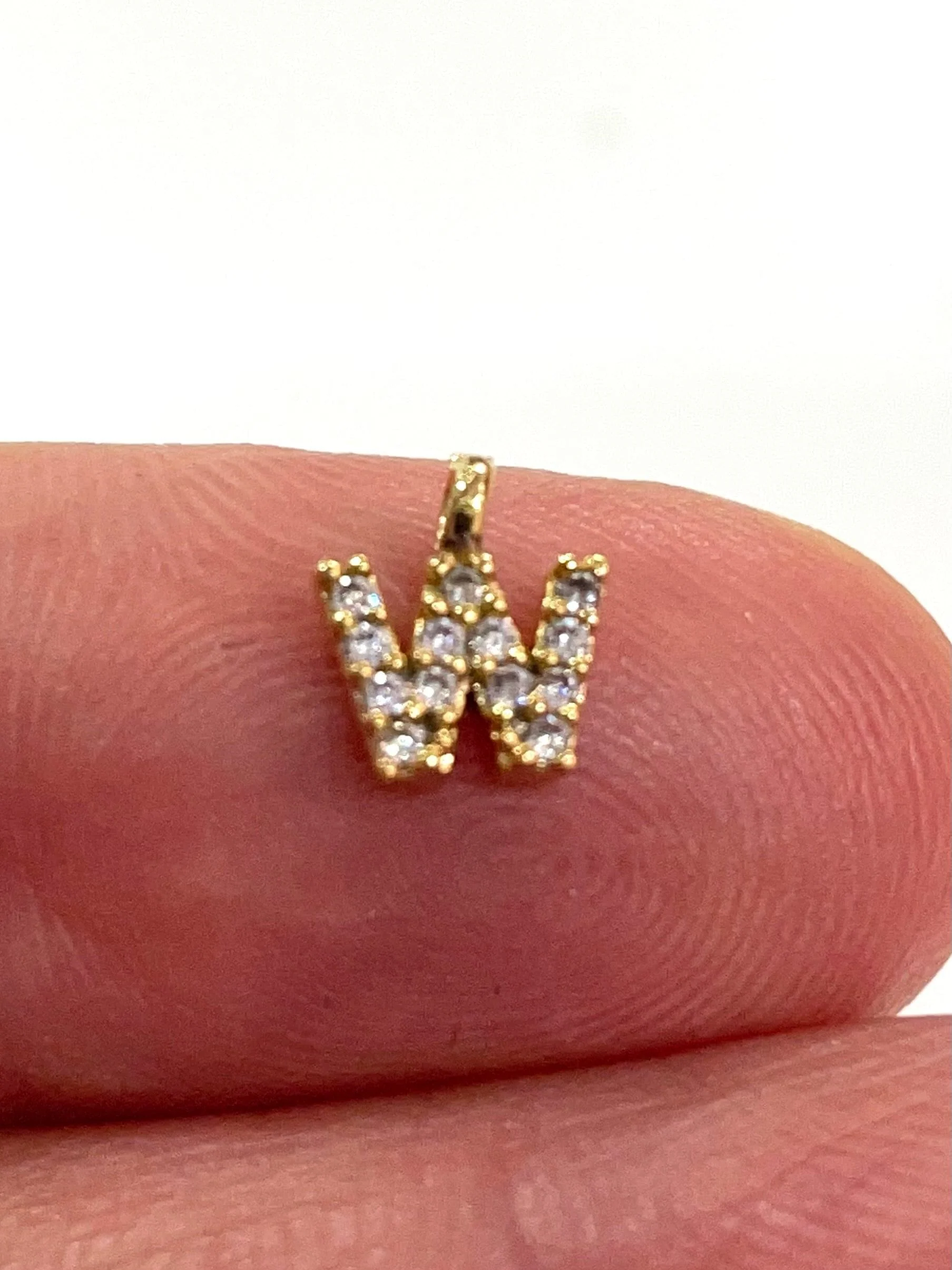 24Kt Gold Plated Brass Micro Pave Initial Charms - Image 27