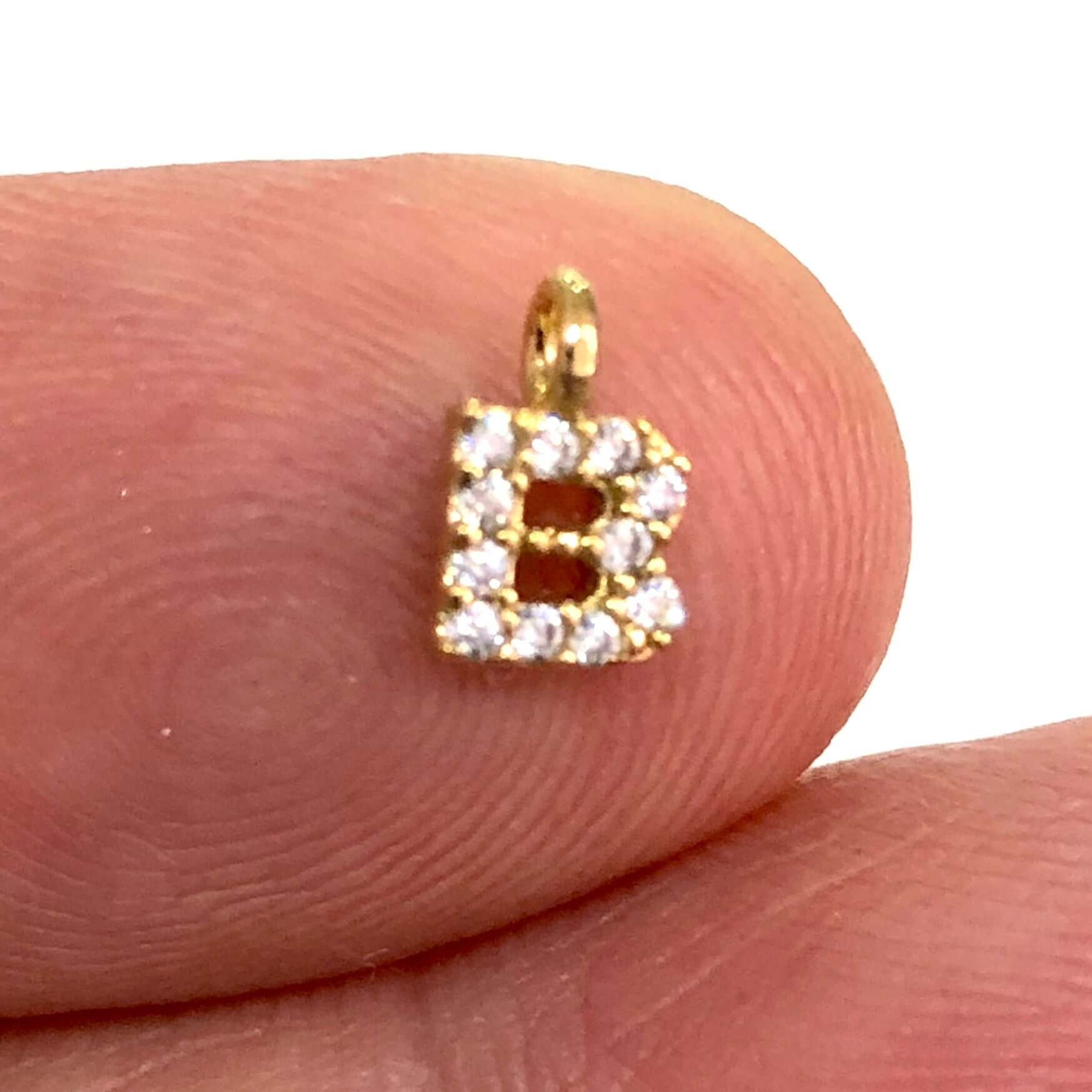 24Kt Gold Plated Brass Micro Pave Initial Charms - Image 3
