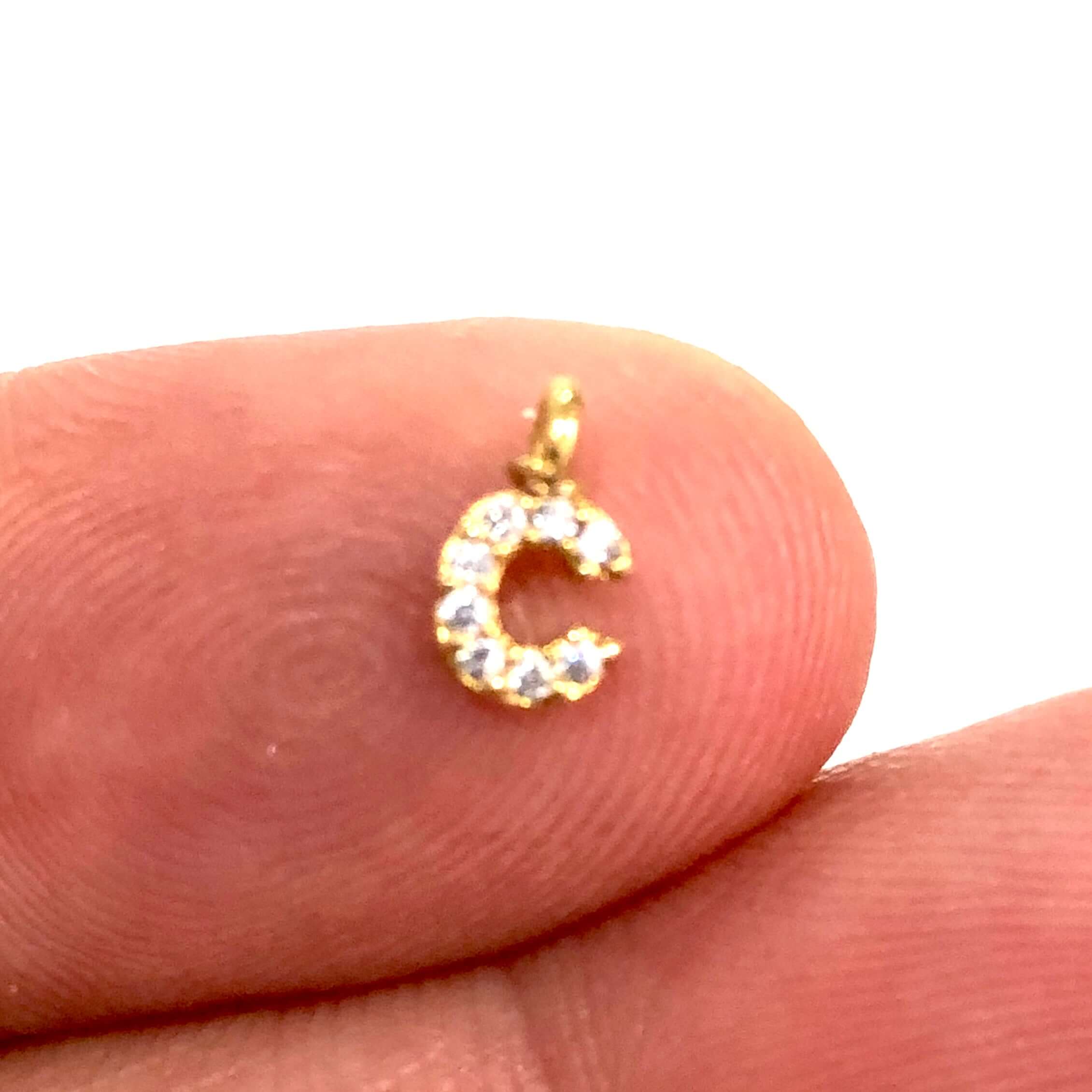 24Kt Gold Plated Brass Micro Pave Initial Charms - Image 4
