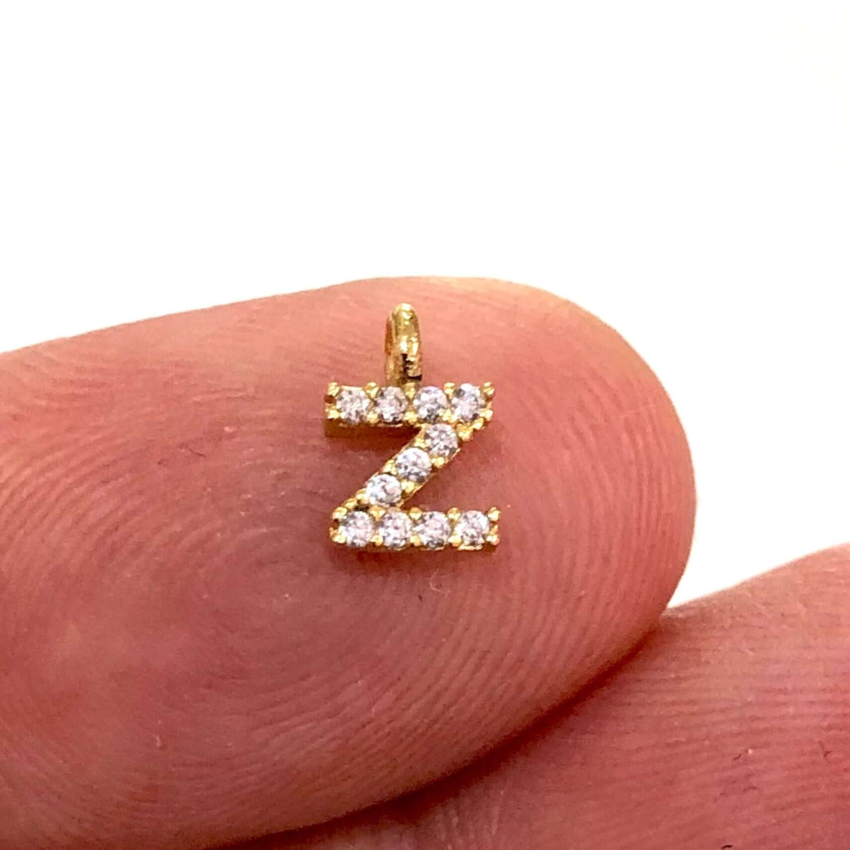 24Kt Gold Plated Brass Micro Pave Initial Charms - Image 5