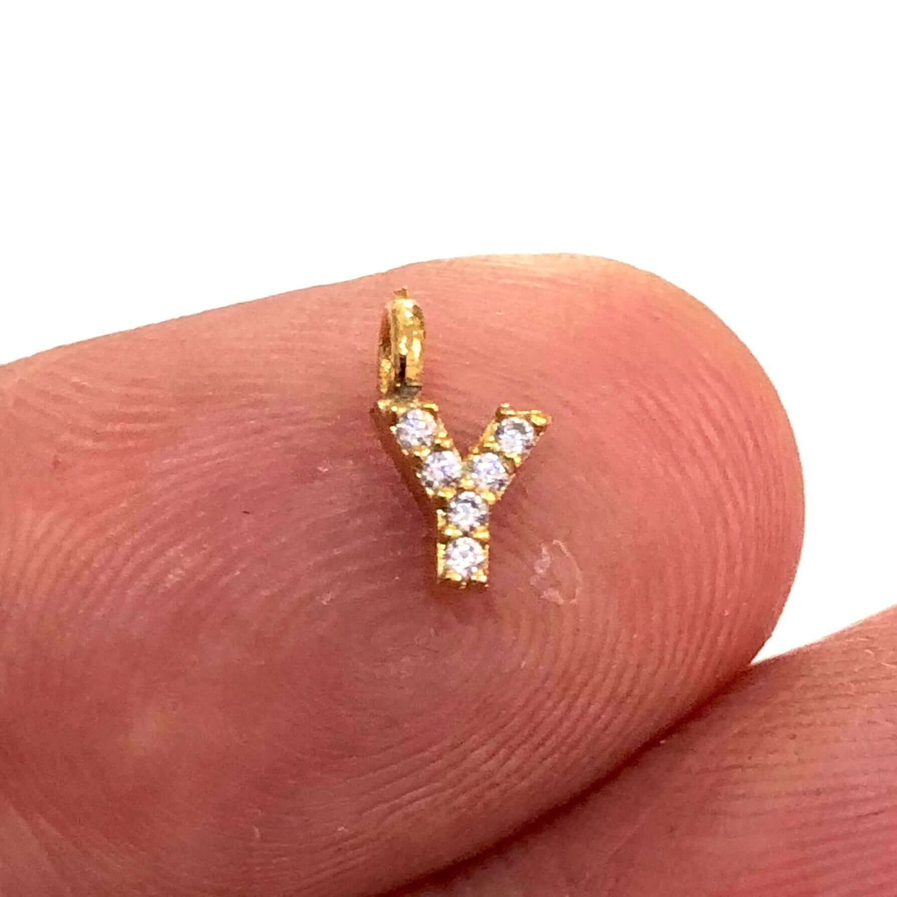24Kt Gold Plated Brass Micro Pave Initial Charms - Image 6