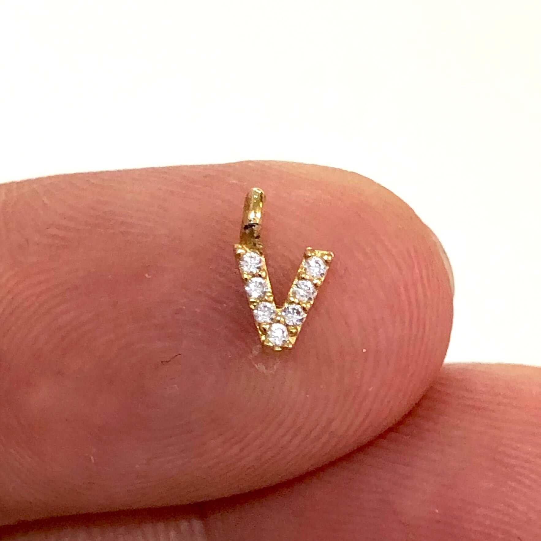 24Kt Gold Plated Brass Micro Pave Initial Charms - Image 7