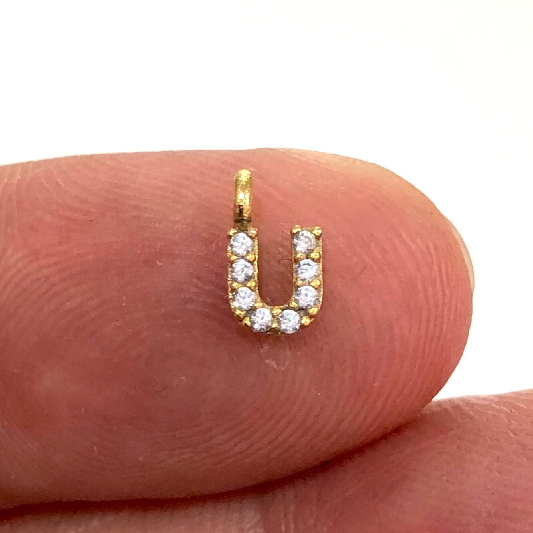 24Kt Gold Plated Brass Micro Pave Initial Charms - Image 8