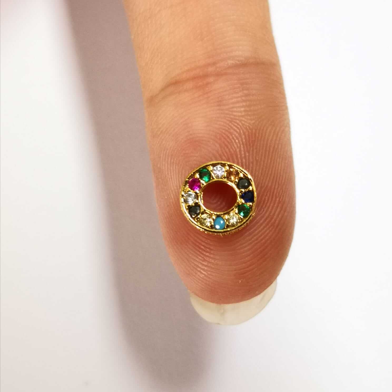 24Kt Gold Plated Brass Multicolor Micro Pave Initial Charms - Image 10